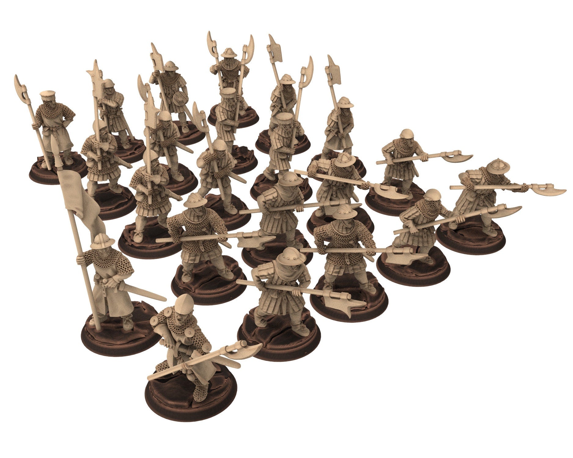 Medieval - Halberdier at march, 13th century Generic men at arms Medieval soldiers, 28mm Historical Wargame, Saga... Medbury miniatures