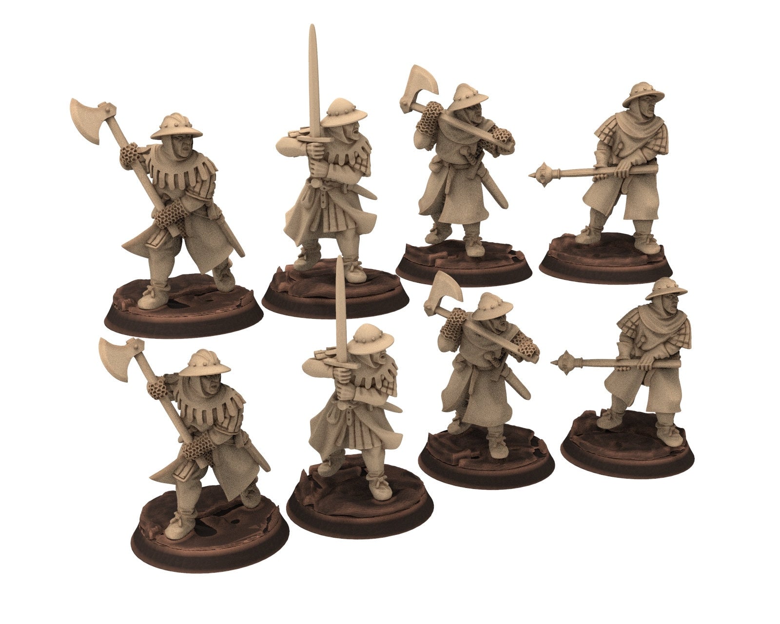 Medieval - Men-at-arms, Falchion 12 to 15th century, Medieval soldiers 100 Years War, 28mm Historical Wargame, Saga... Medbury miniatures