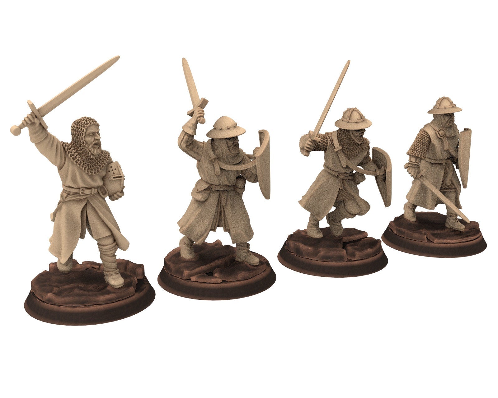 Medieval - Men-at-arms, Falchion 12 to 15th century, Medieval soldiers 100 Years War, 28mm Historical Wargame, Saga... Medbury miniatures