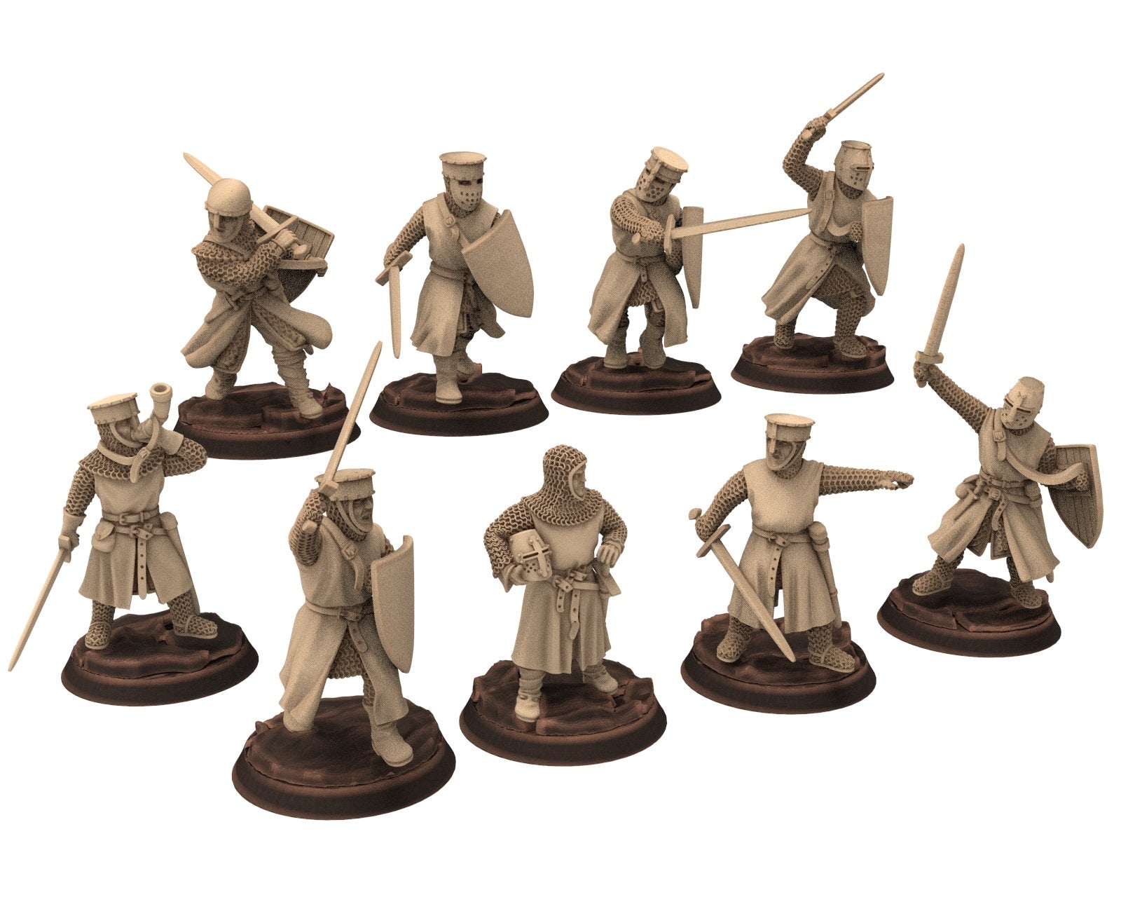 Medieval - Noble Knights foot staff, 13th century Generic Medieval Knights, 28mm Historical Wargame, Saga... Medbury miniatures