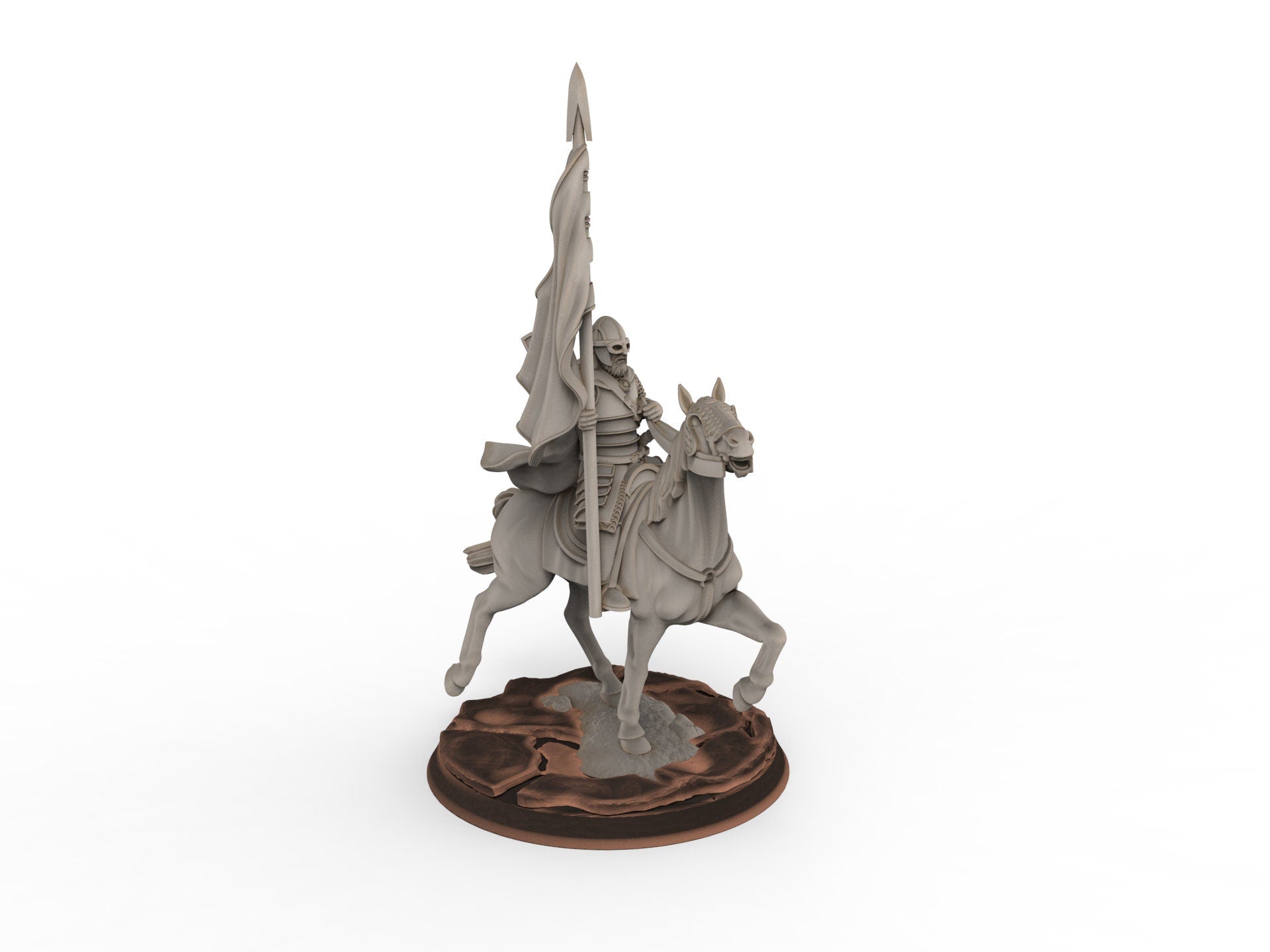 Rohan - West Human on Horse with Banner, Knight of Rohan, the Horse-lords, rider of the mark, Davale, minis for wargame D&D, Lotr...