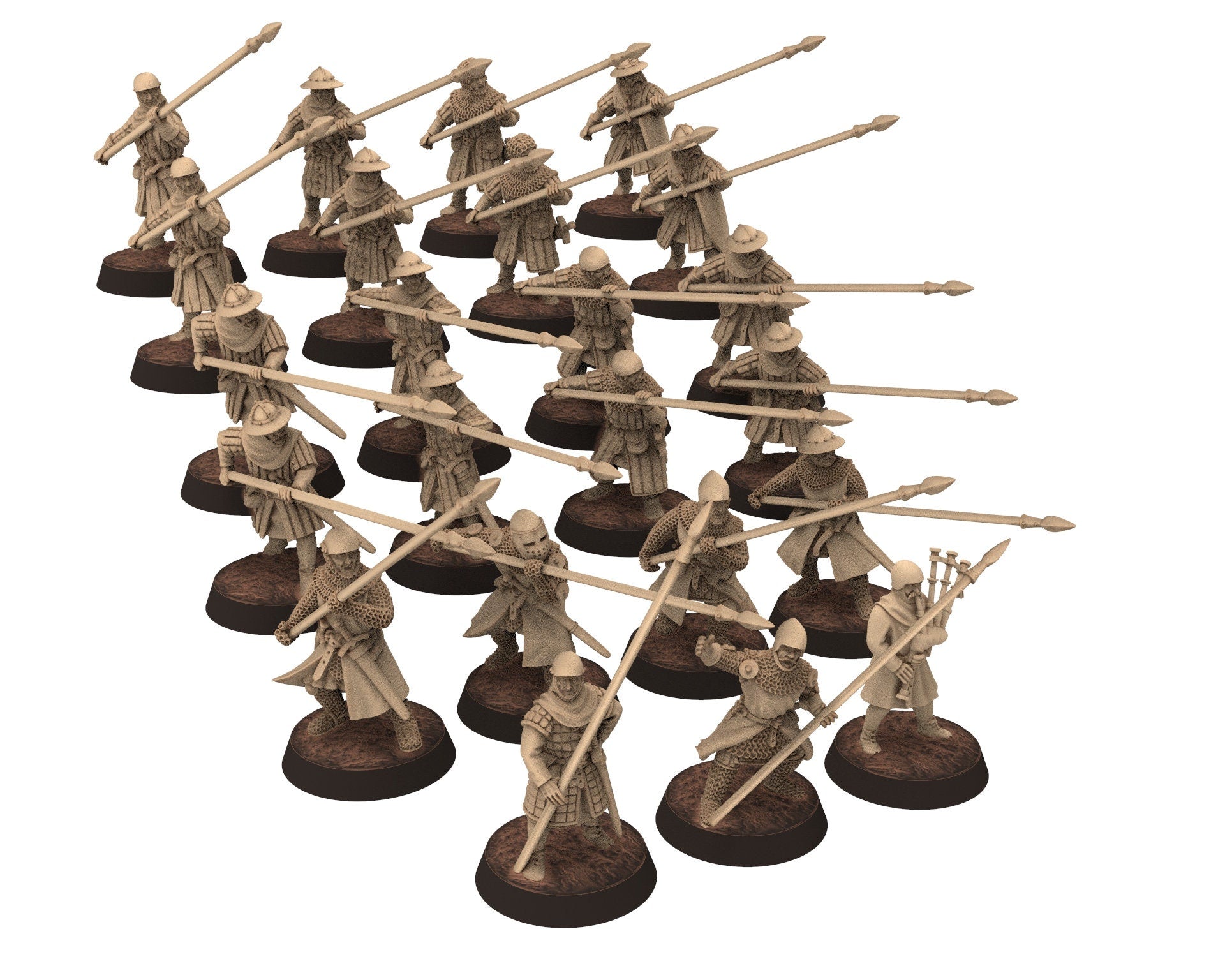 Medieval - Scotland - Scottish pikemen V2, 14th century Generic pikemen Medieval, 28mm Historical Wargame, Saga... Medbury miniatures