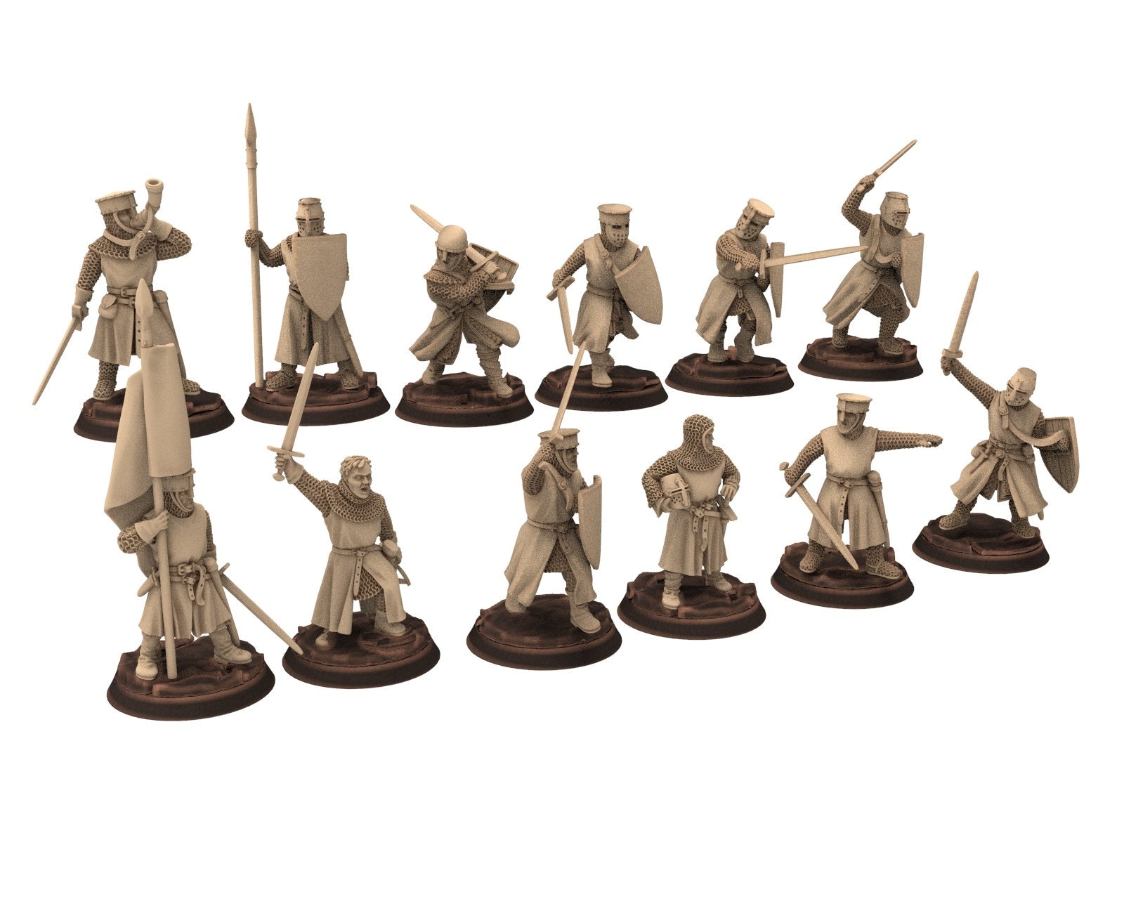 Medieval - Noble Knights foot staff, 13th century Generic Medieval Knights, 28mm Historical Wargame, Saga... Medbury miniatures