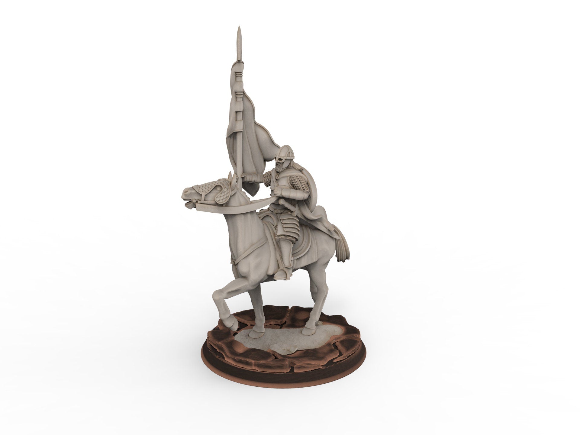 Rohan - West Human on Horse with Banner, Knight of Rohan, the Horse-lords, rider of the mark, Davale, minis for wargame D&D, Lotr...