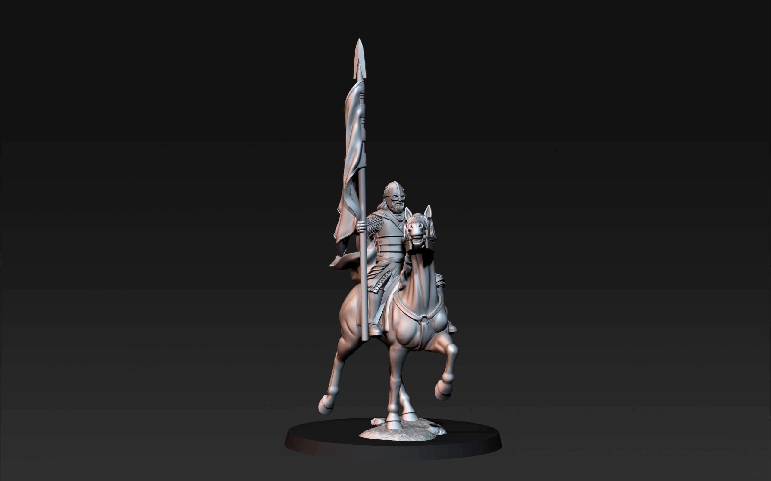 Rohan - West Human on Horse with Banner, Knight of Rohan, the Horse-lords, rider of the mark, Davale, minis for wargame D&D, Lotr...