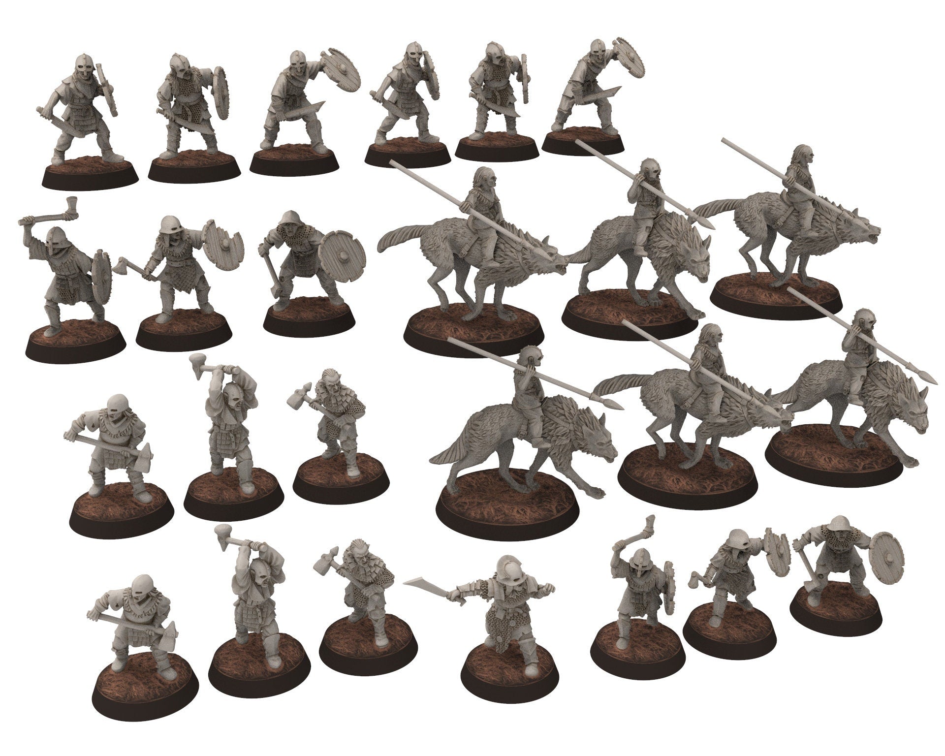Orcs horde - Orcs with Swords infantry, Orc warriors warband, Middle rings miniatures for wargame D&D, Lotr... Medbury miniatures