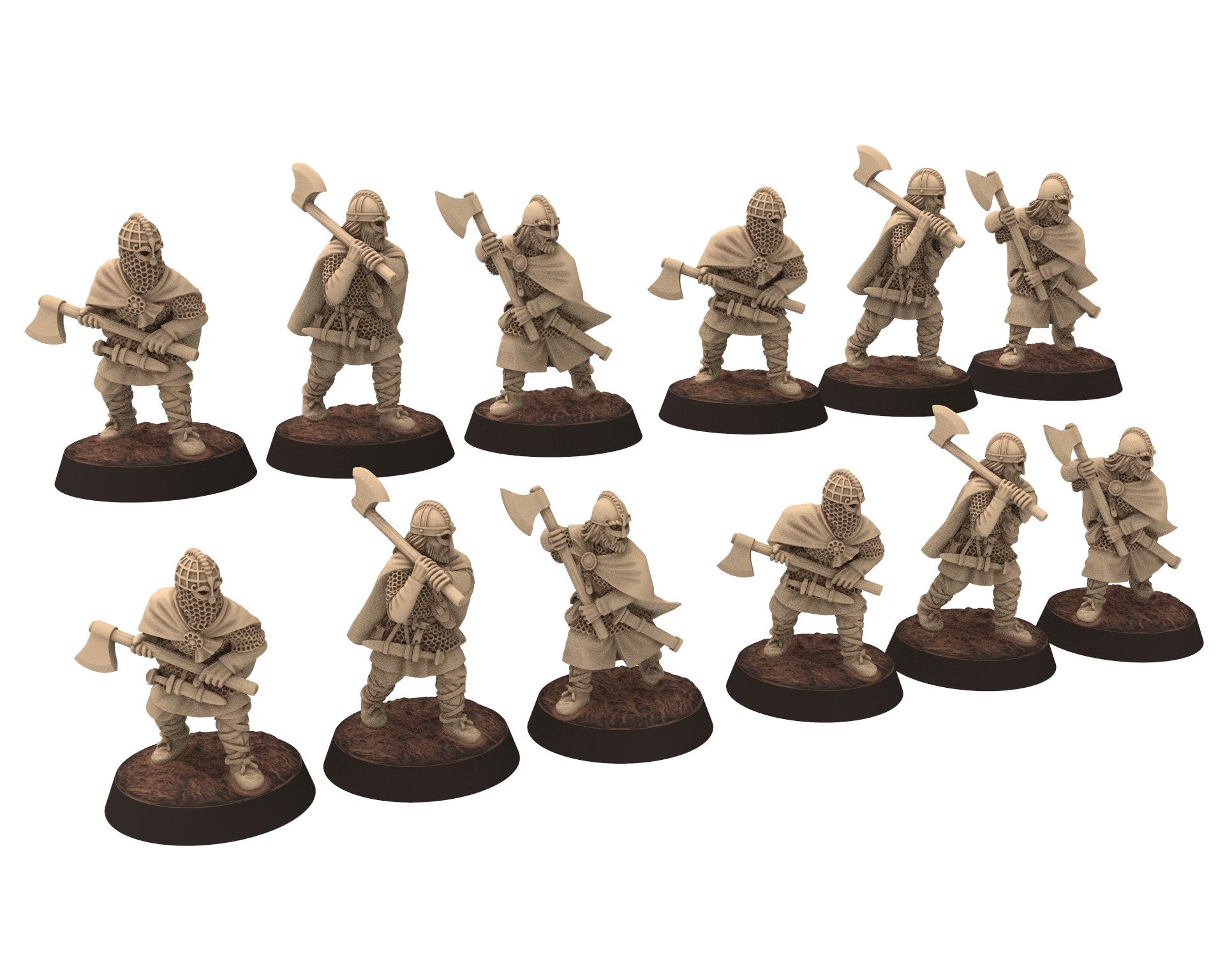 Vendel Era - Spearmen Warriors at rest, Germanic Tribe Warband, 7 century, miniatures 28mm for wargame Historical... Medbury miniature