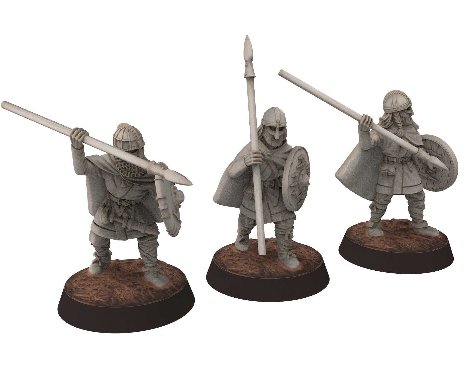 Wildmen - Wildmen Spearmen at rest, Dun warriors warband, Middle rings miniatures for wargame D&D, Lotr... Medbury miniatures