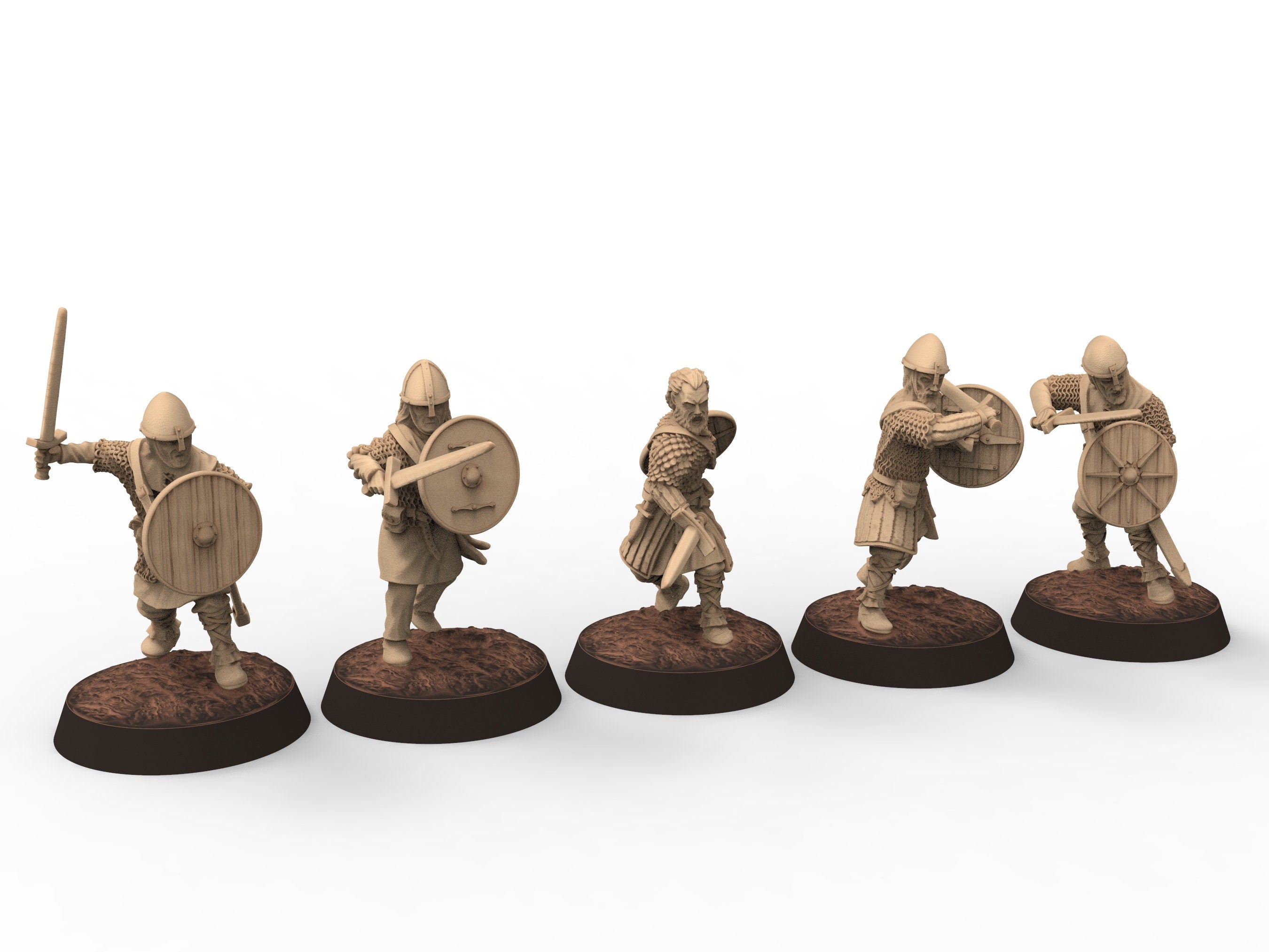 Medieval - Light armor spearmen, 11th century, Medieval soldiers, 28mm Historical Wargame, Saga... Medbury miniatures