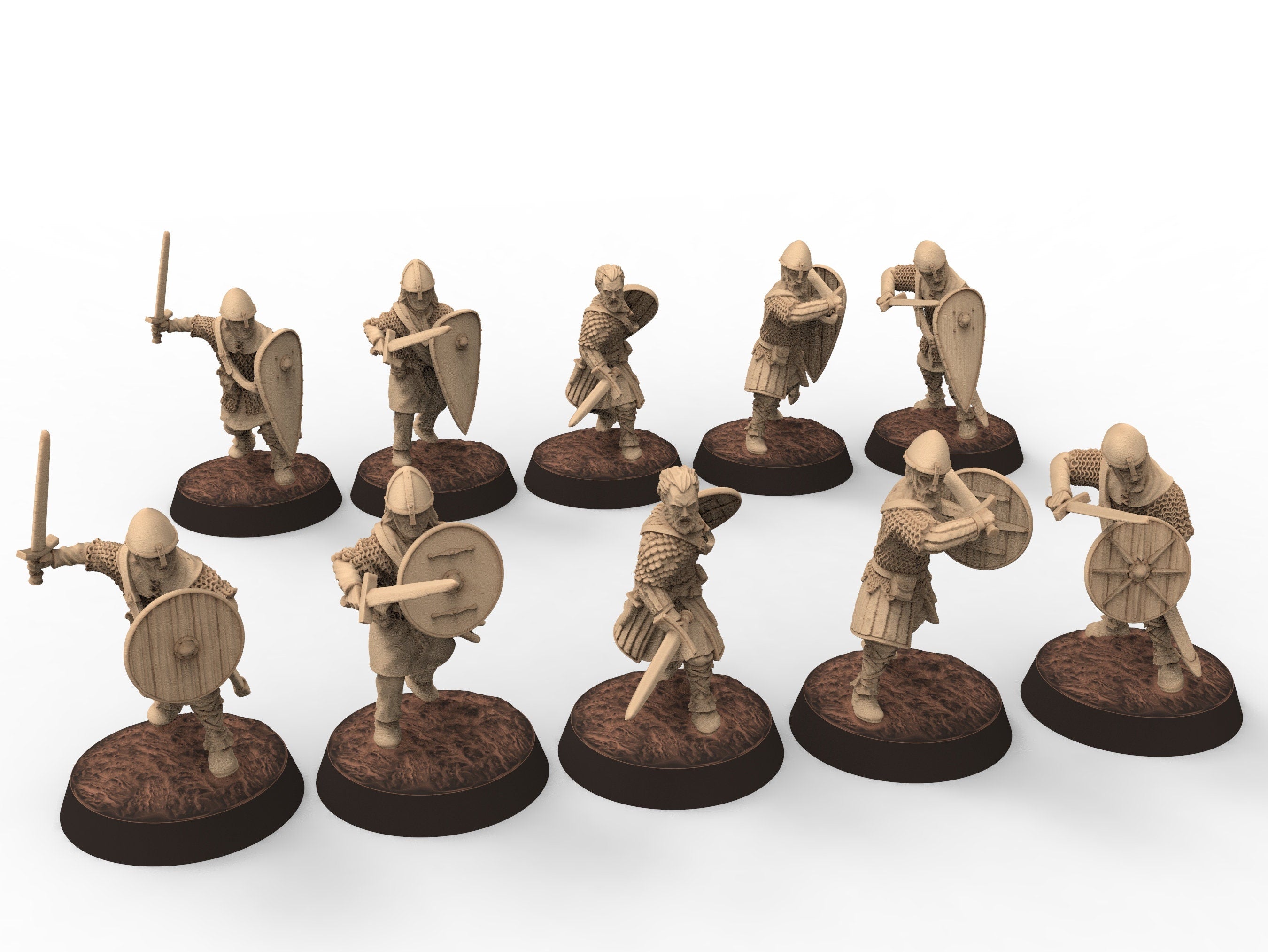 Medieval - Light armor spearmen, 11th century, Medieval soldiers, 28mm Historical Wargame, Saga... Medbury miniatures
