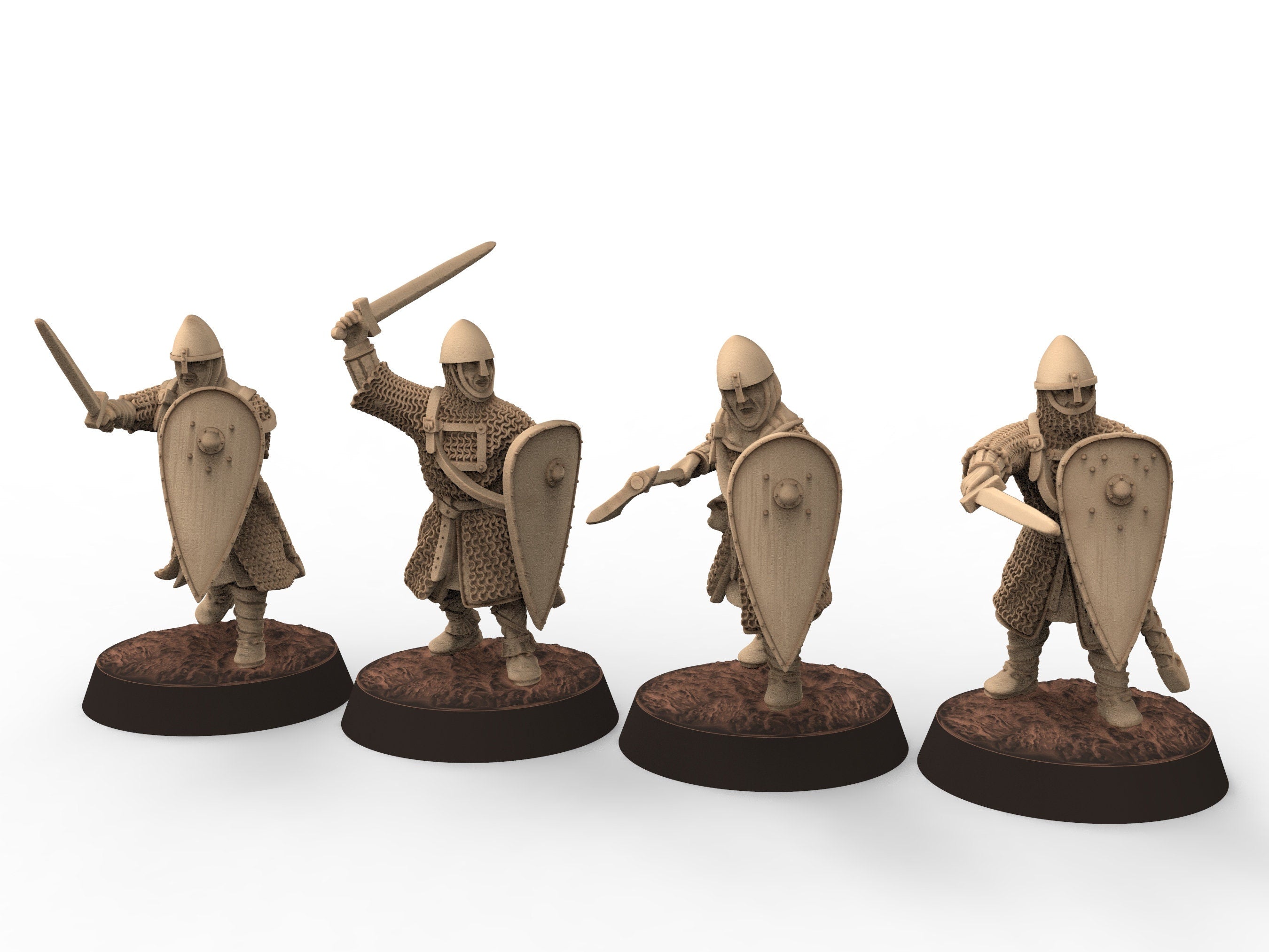 Medieval - Norman knights on Foot V2, 11th century, Norman dynasty, Medieval soldiers, 28mm Historical Wargame, Saga... Medbury miniatures