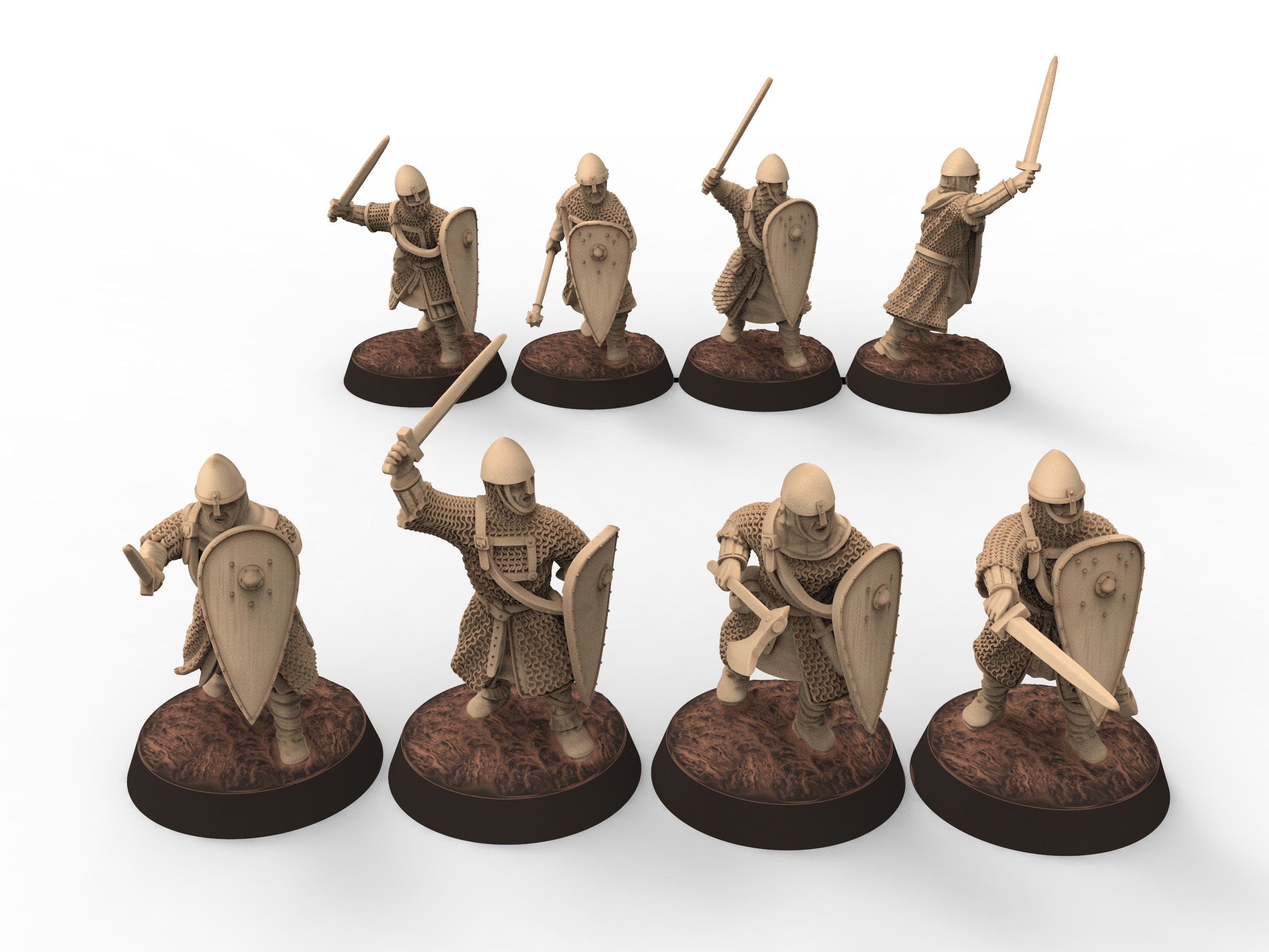 Medieval - Norman knights on Foot V2, 11th century, Norman dynasty, Medieval soldiers, 28mm Historical Wargame, Saga... Medbury miniatures