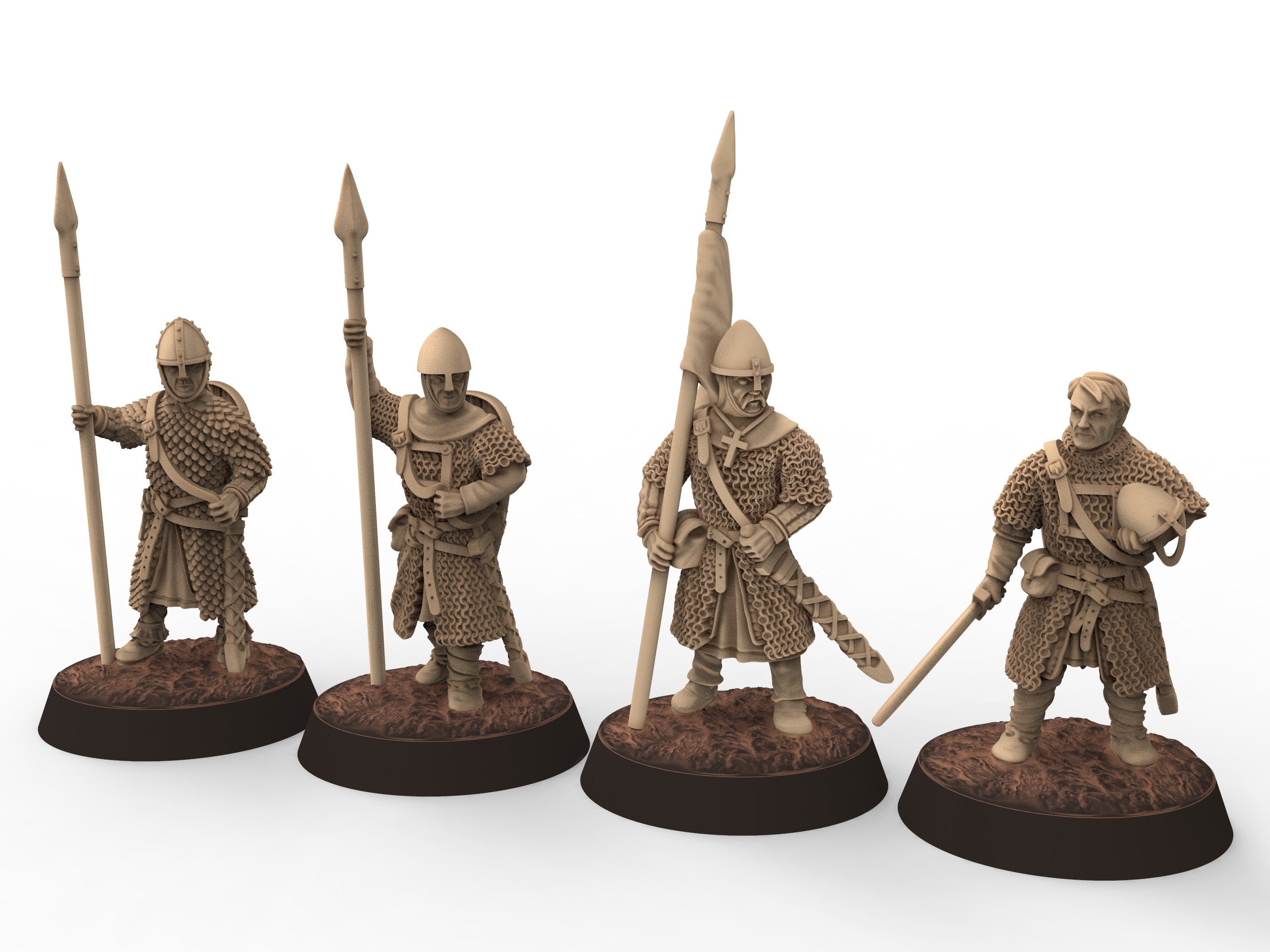 Medieval - Norman knights on Foot V2, 11th century, Norman dynasty, Medieval soldiers, 28mm Historical Wargame, Saga... Medbury miniatures