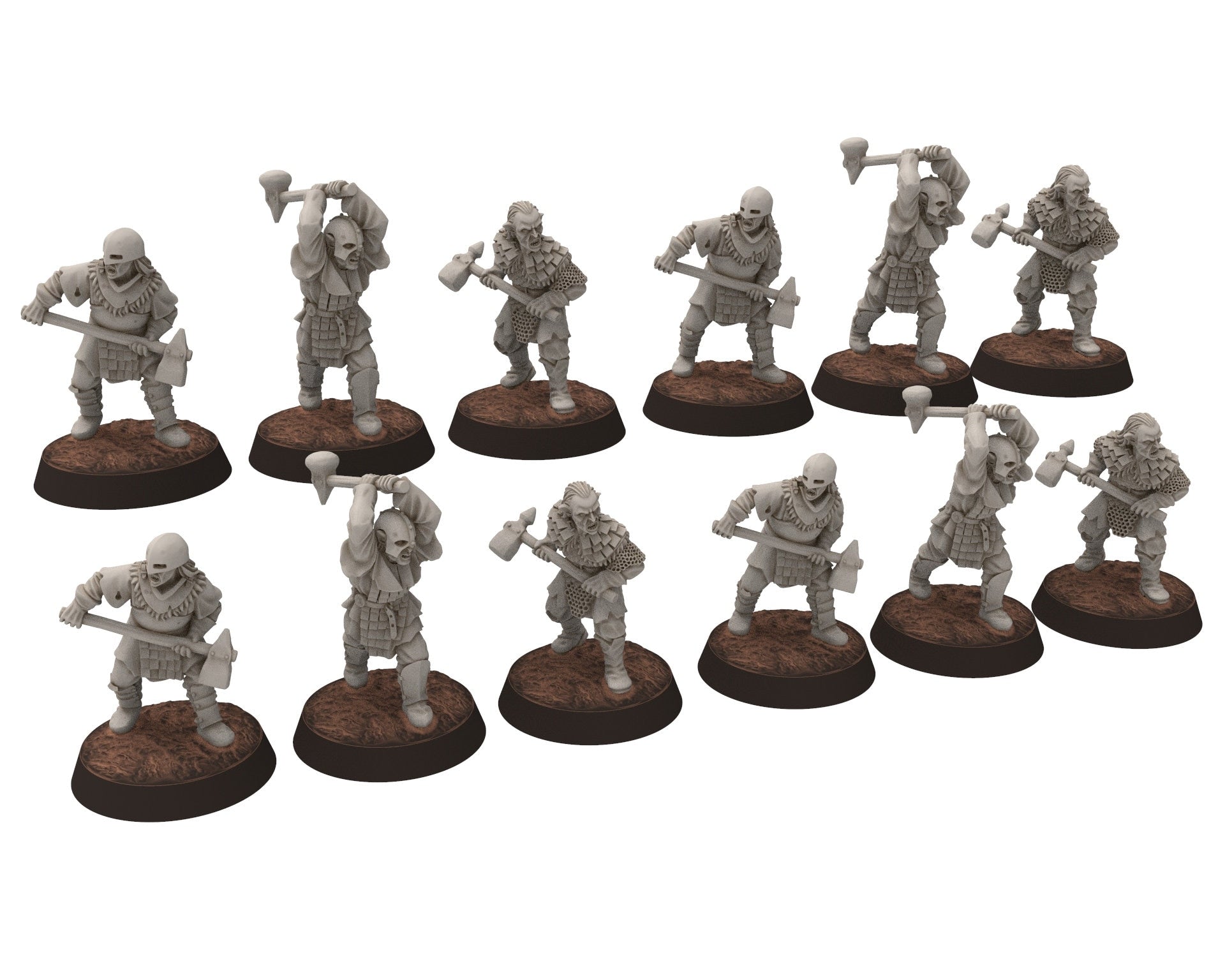 Orcs horde - Orcs with Swords infantry, Orc warriors warband, Middle rings miniatures for wargame D&D, Lotr... Medbury miniatures