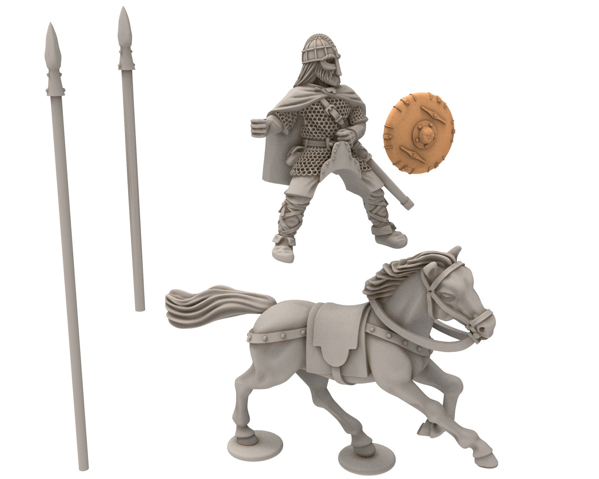 Wildmen - Wildmen Heavy Lancer Cavalry, Dun warriors warband, Middle rings miniatures for wargame D&D, Lotr... Medbury miniatures