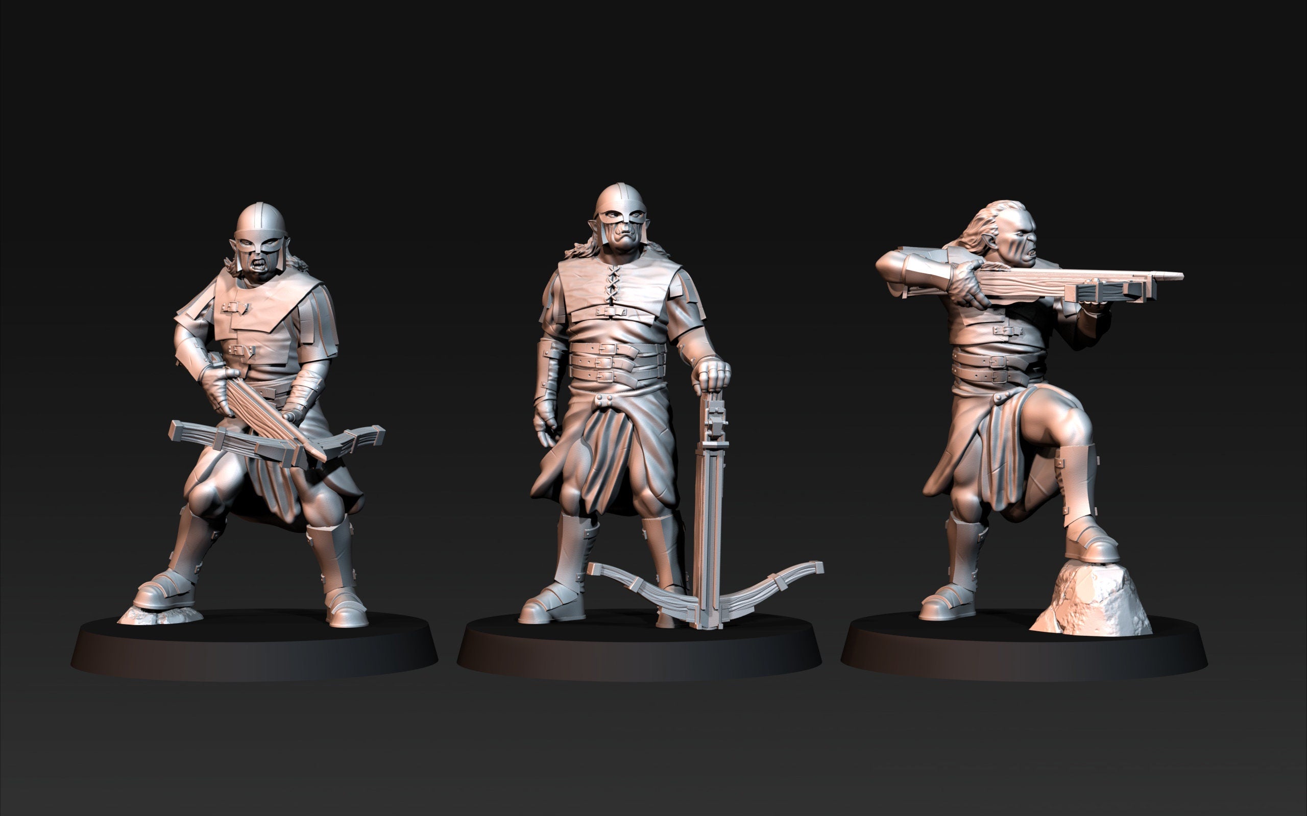 Orcs horde - Orc Crossbows infantry, Orc warriors warband, Middle rings miniatures for wargame D&D, Lotr... Medbury miniatures