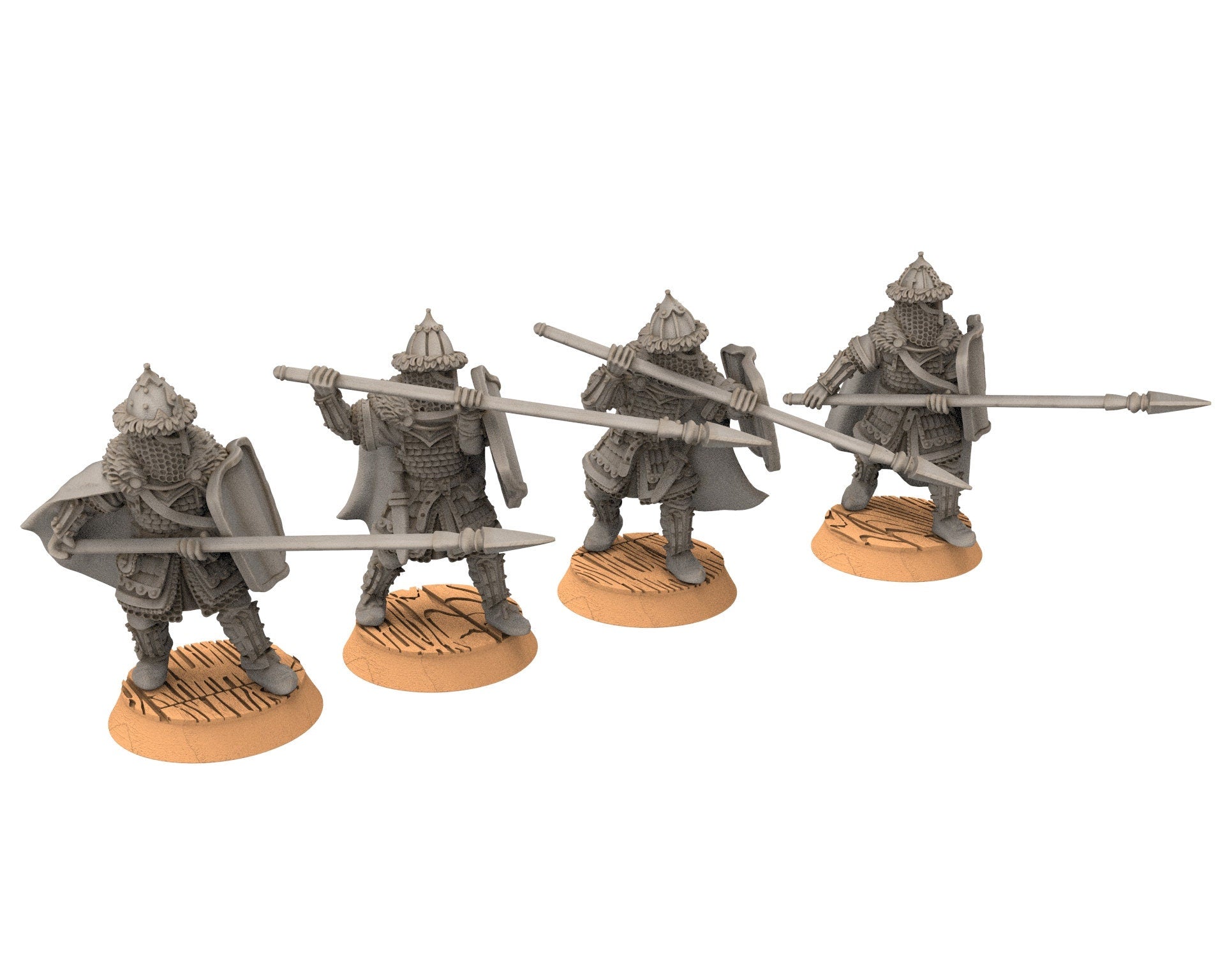 Lakecity - Spearmen of lakecity Torgorod, hero, Lake, dragon, Misty Mountains, Town miniatures for wargame D&D, Lotr... Medbury miniatures