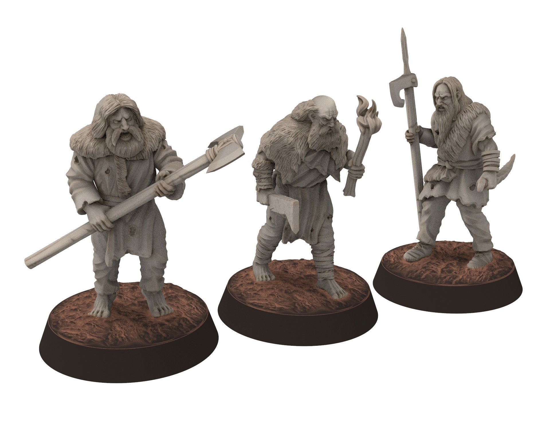 Wildmen - Hillmen Wulf Ironside, Mountaign angry warriors warband, Middle rings miniatures for wargame D&D, Lotr... Khurzluk Miniatures