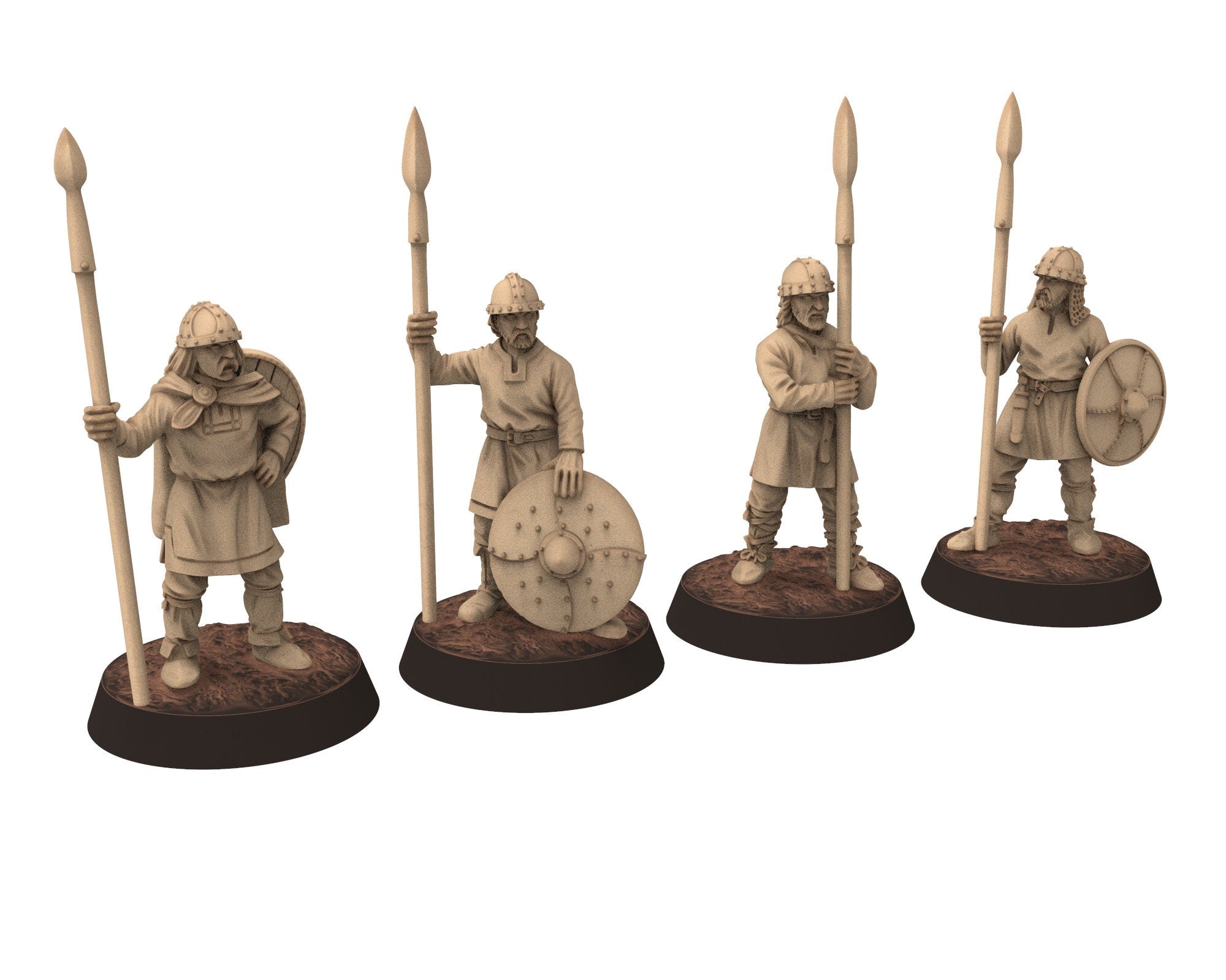 Dark Ages - Spearmen Fighting Carolingian Infantry Footmen Warriors Frank, Miniatures 28mm, Wargame Historical Saga... Medbury miniature