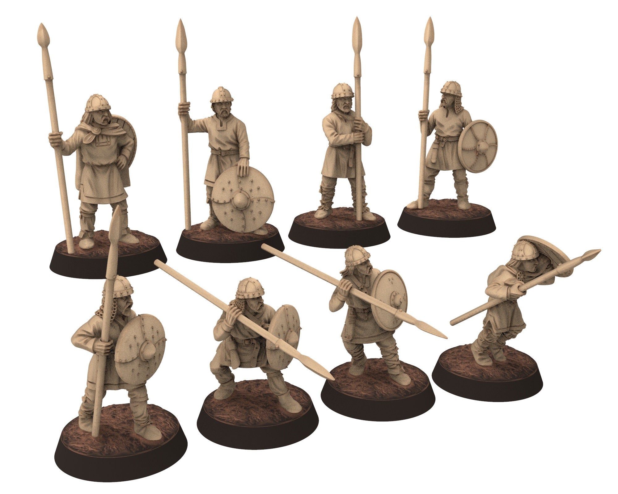Dark Ages - Spearmen Fighting Carolingian Infantry Footmen Warriors Frank, Miniatures 28mm, Wargame Historical Saga... Medbury miniature