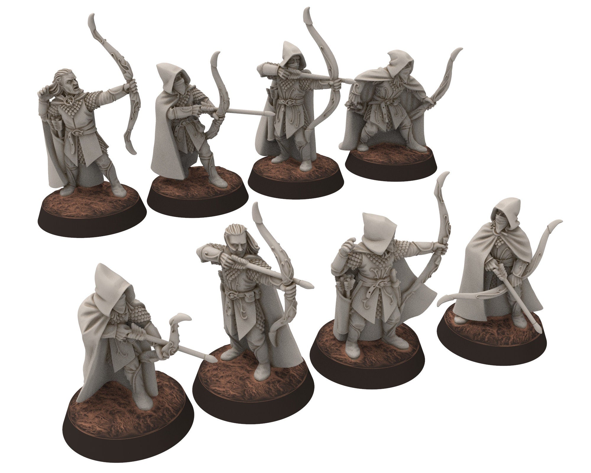 Darkwood - Rangers Wood elves Warriors Leader with Bows, Middle rings miniatures for wargame D&D, LOTR, Medbury miniatures