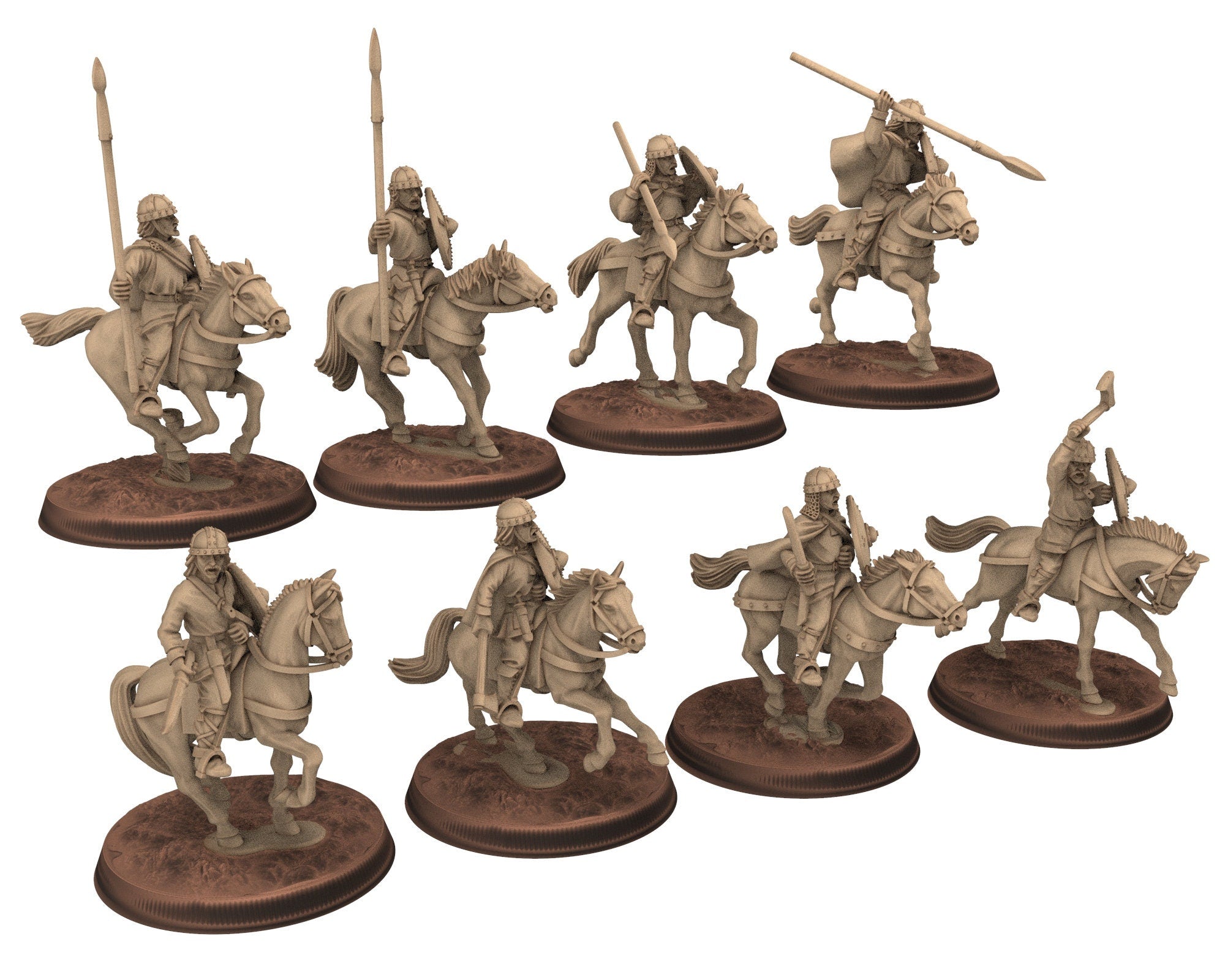 Dark Ages - Carolingian Cavalry with hand weapon Cavalrymen Warriors Frank, Miniatures 28mm, Wargame Historical Saga... Medbury miniature