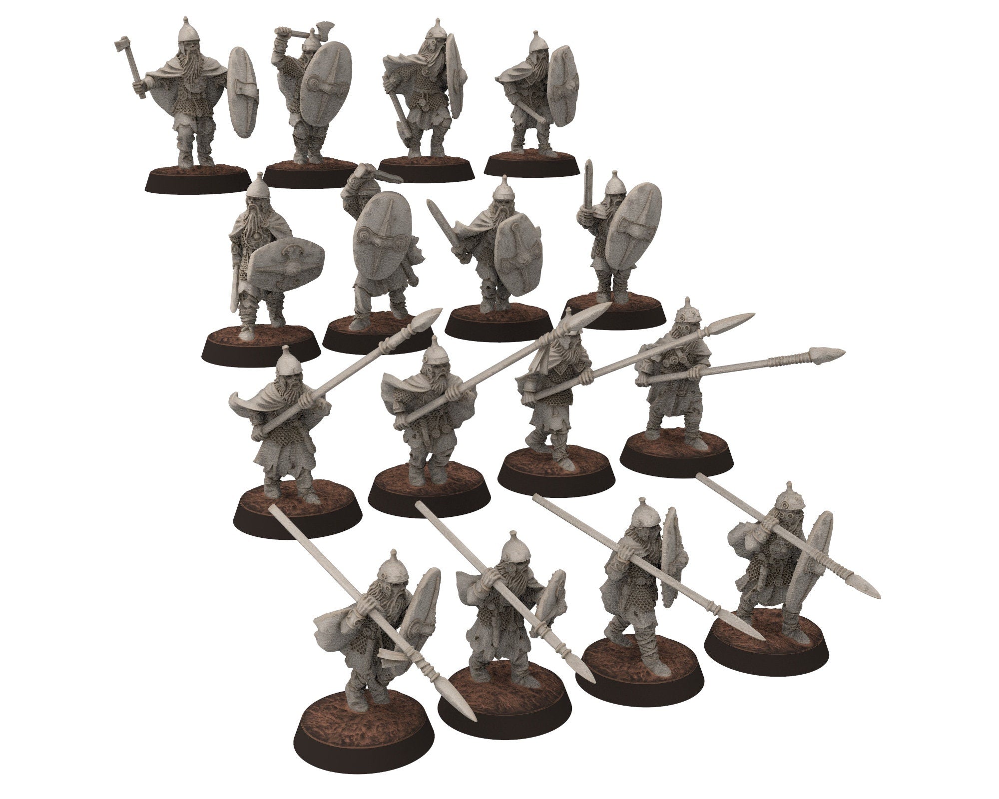 Undead Ghosts - Ghosty Gaul specters of the old war with Spears and Shield, under the mountain, miniatures for wargame D&D, LOTR...