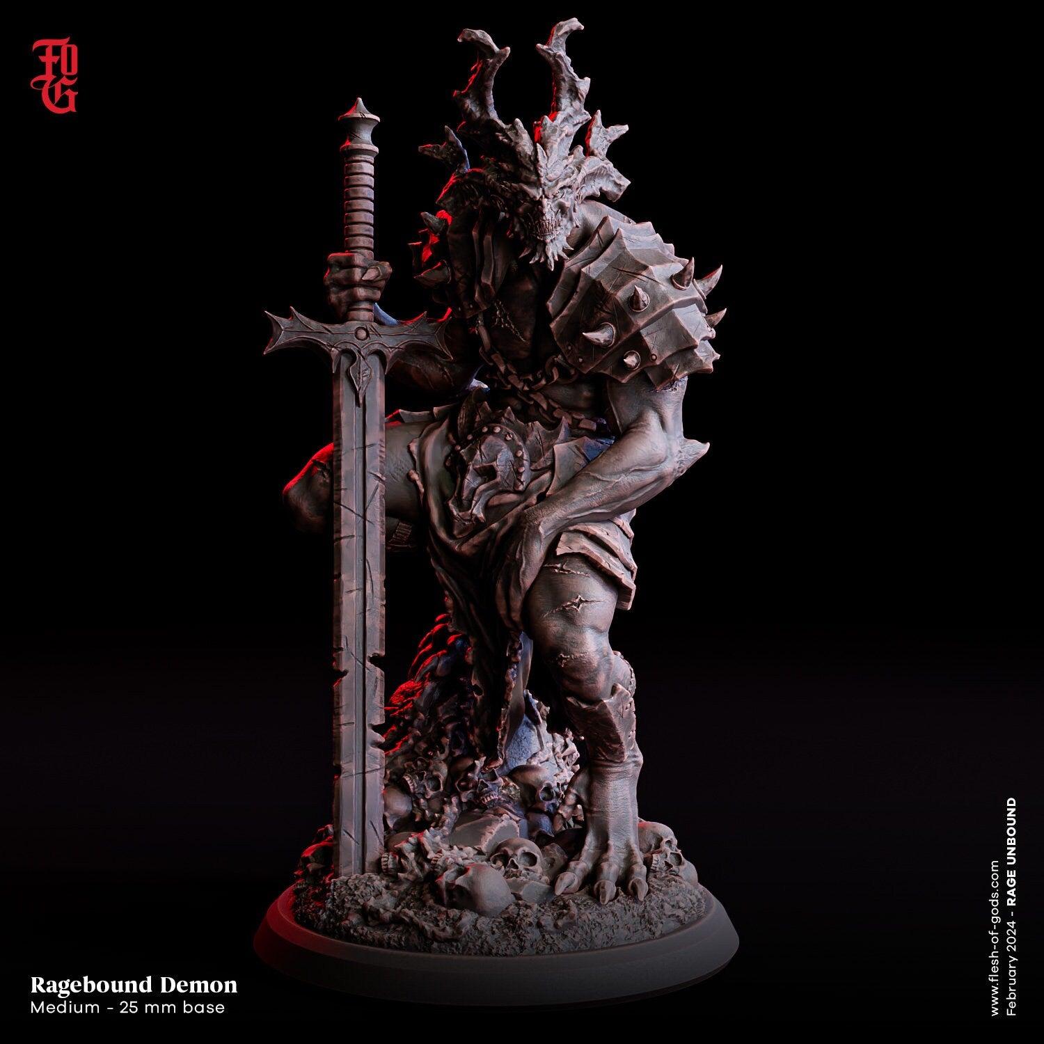 Rage Unbound - Enemy - Ragebound Demon 25mm, The Nightfall Cult, Ennemy, Flesh of Gods, for Wargames, Dungeons & Dragons TTRPG