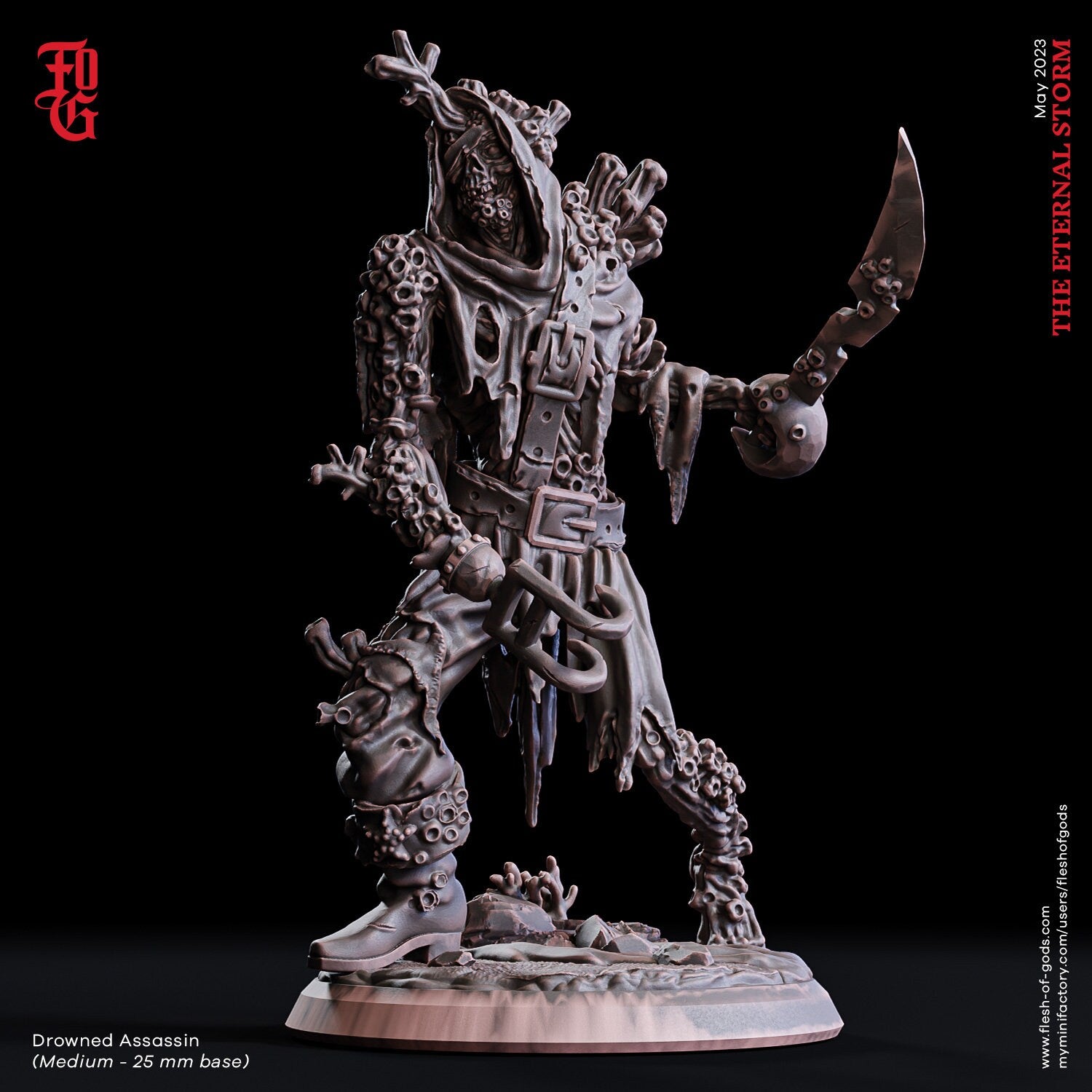 The Eternal Storm - Enemy - Drowned Assassin (25 mm), quest for glory, Flesh of Gods, for Wargames, Dungeons & Dragons TTRPG