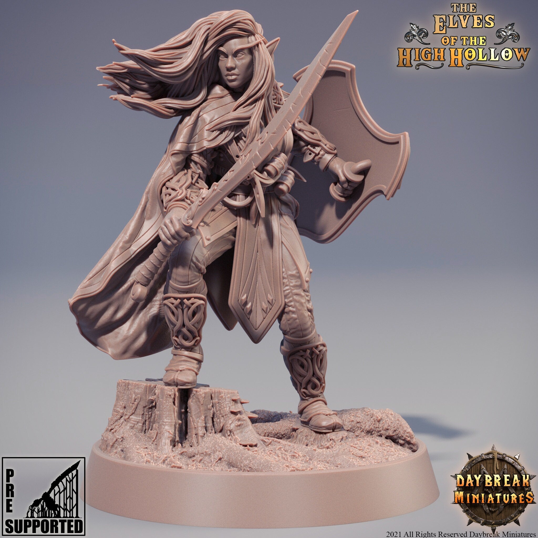 The Elves of the High Hollow - Deitin the Whisperer, quest for glory, DayBreak Miniatures, for Wargames, Dungeons & Dragons TTRPG