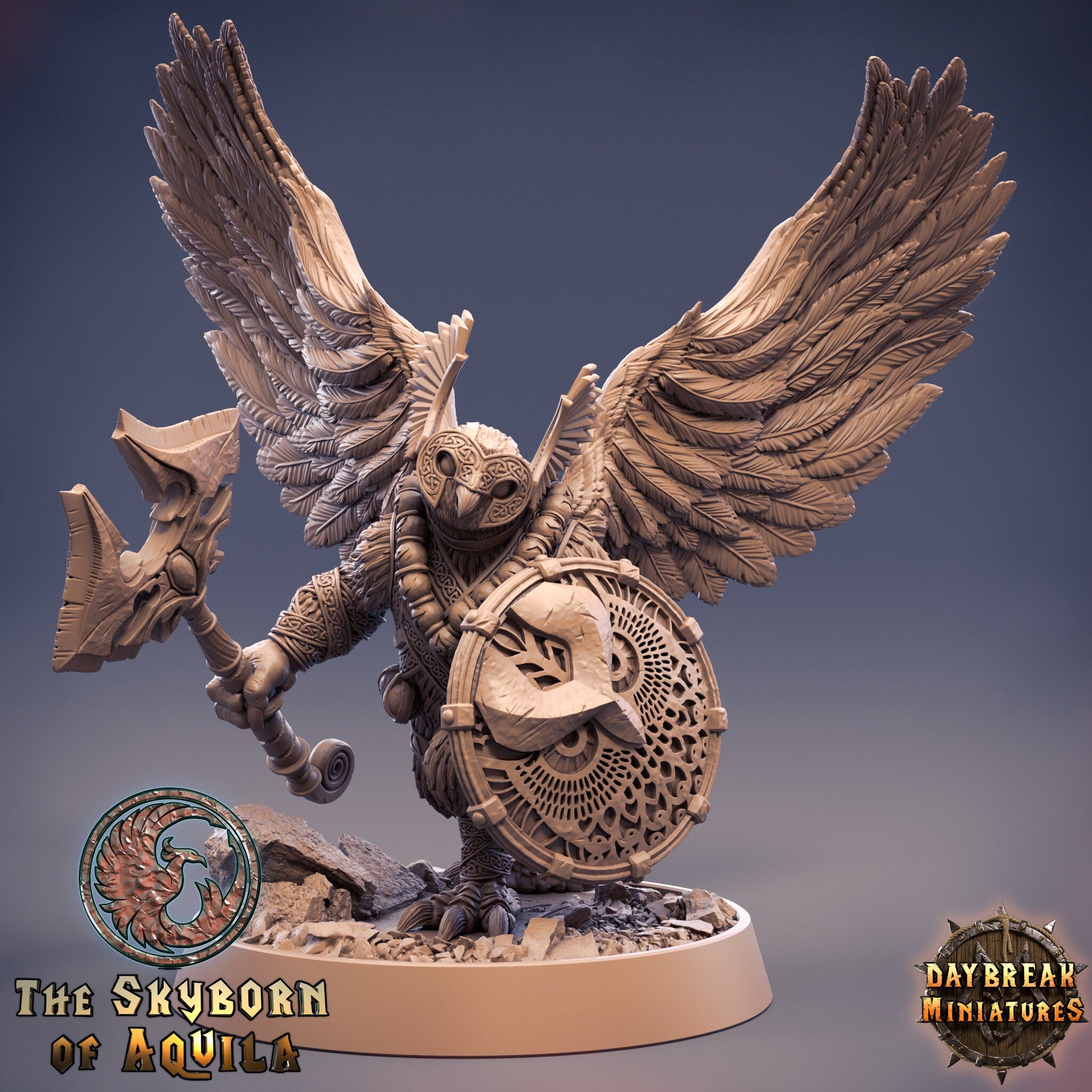 The Skyborn of Aquila - Airo Skycrusher, quest for glory, DayBreak Miniatures, for Wargames, Dungeons & Dragons TTRPG