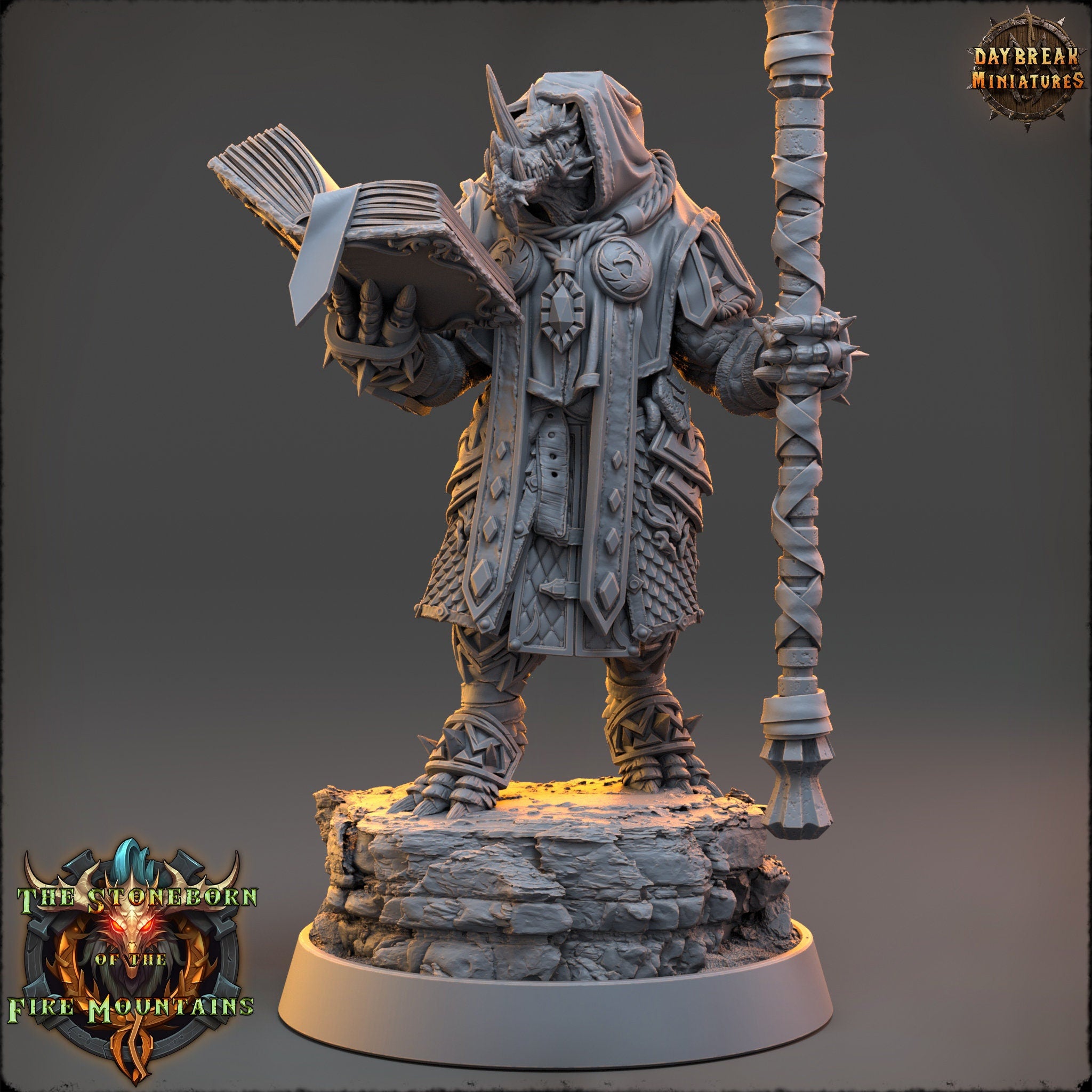 Dragonborn The Stoneborn of the Fire - Skullpiercer crossbow, quest for glory, DayBreak Miniatures, for Wargames, Dungeons & Dragons TTRPG