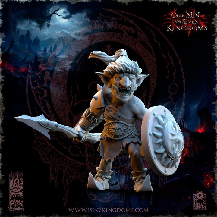 Orc & Goblin - Goblins Desert with Lance - The Black horde, utilisables pour Oldhammer, king of wars, 9th age