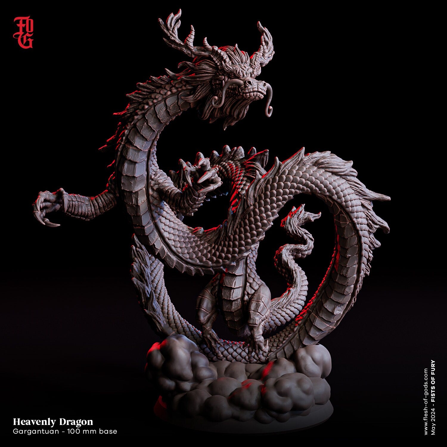 Fists Of Fury - Enemy - Heavenly Dragon (Gargantuan - 100 mm), Flesh of Gods, for Wargames, Dungeons & Dragons TTRPG