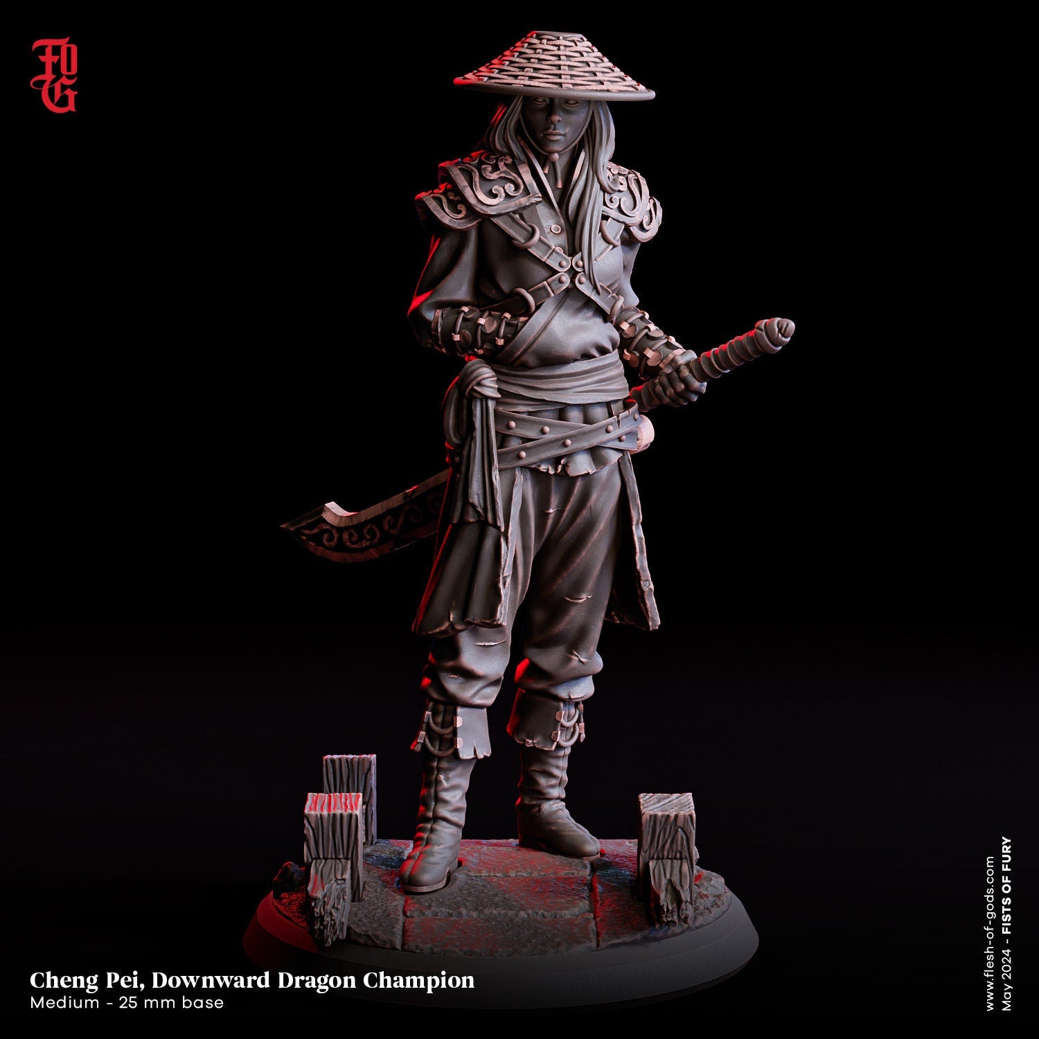 Fists Of Fury - Hero - Cheng Pei, Downward Dragon Champion 75mm, Flesh of Gods, for Wargames, Dungeons & Dragons TTRPG