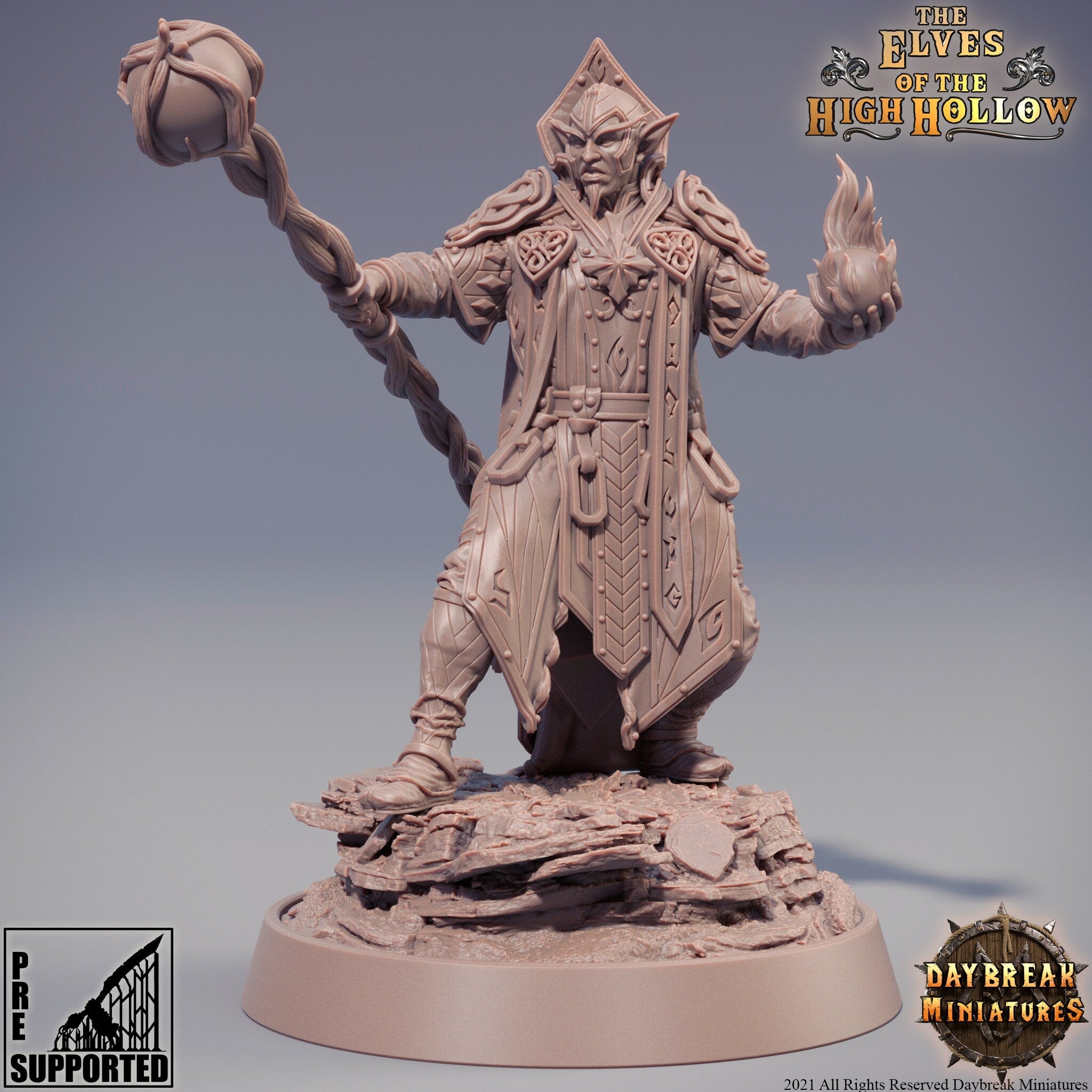 The Elves of the High Hollow - Deitin the Whisperer, quest for glory, DayBreak Miniatures, for Wargames, Dungeons & Dragons TTRPG