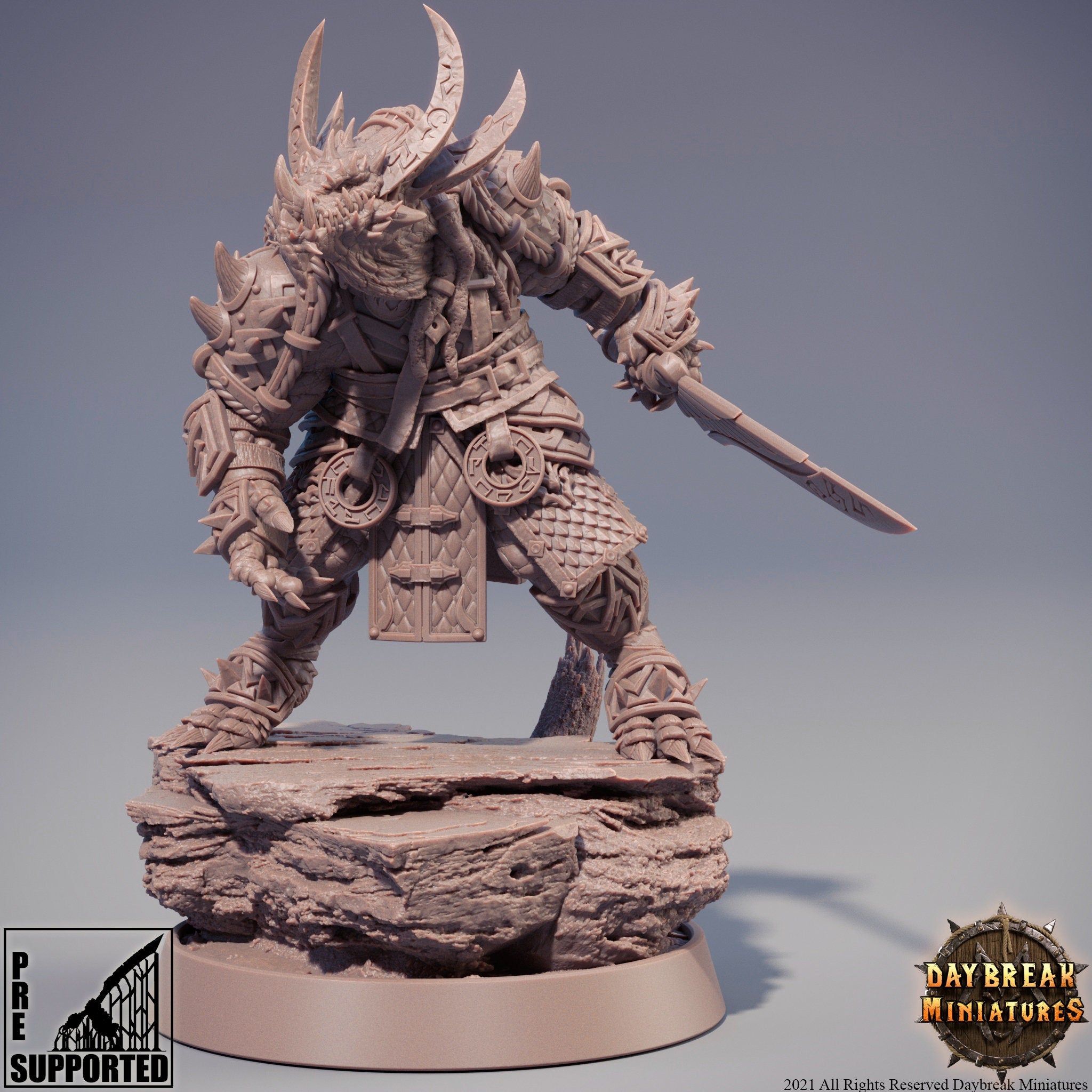 Dragonborn The Stoneborn of the Fire - Ghaal ”Blood” Shaantza, quest for glory, DayBreak Miniatures, for Wargames, Dungeons & Dragons TTRPG