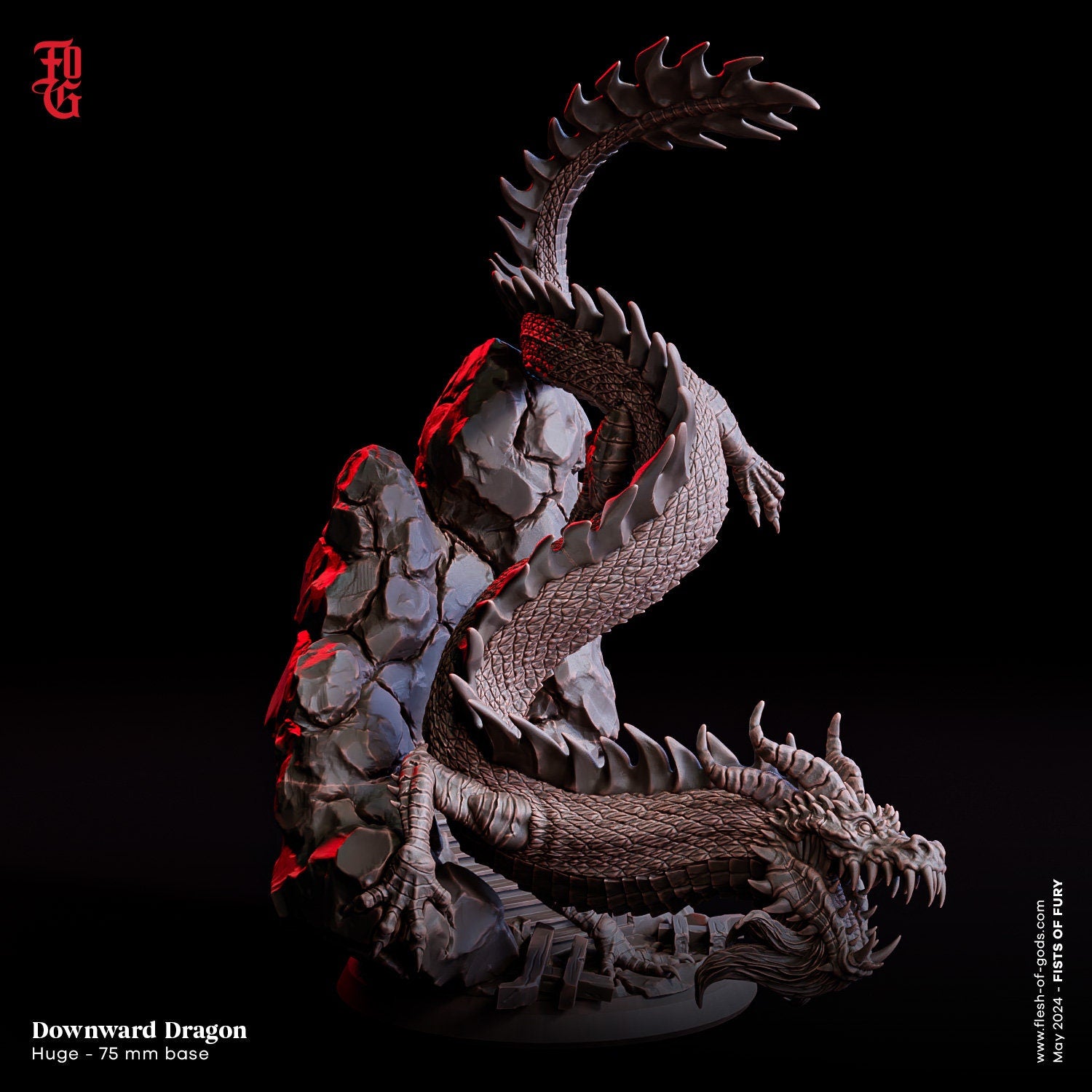 Fists Of Fury - Enemy - x2 Dragon 100 mm, Flesh of Gods, for Wargames, Dungeons & Dragons TTRPG