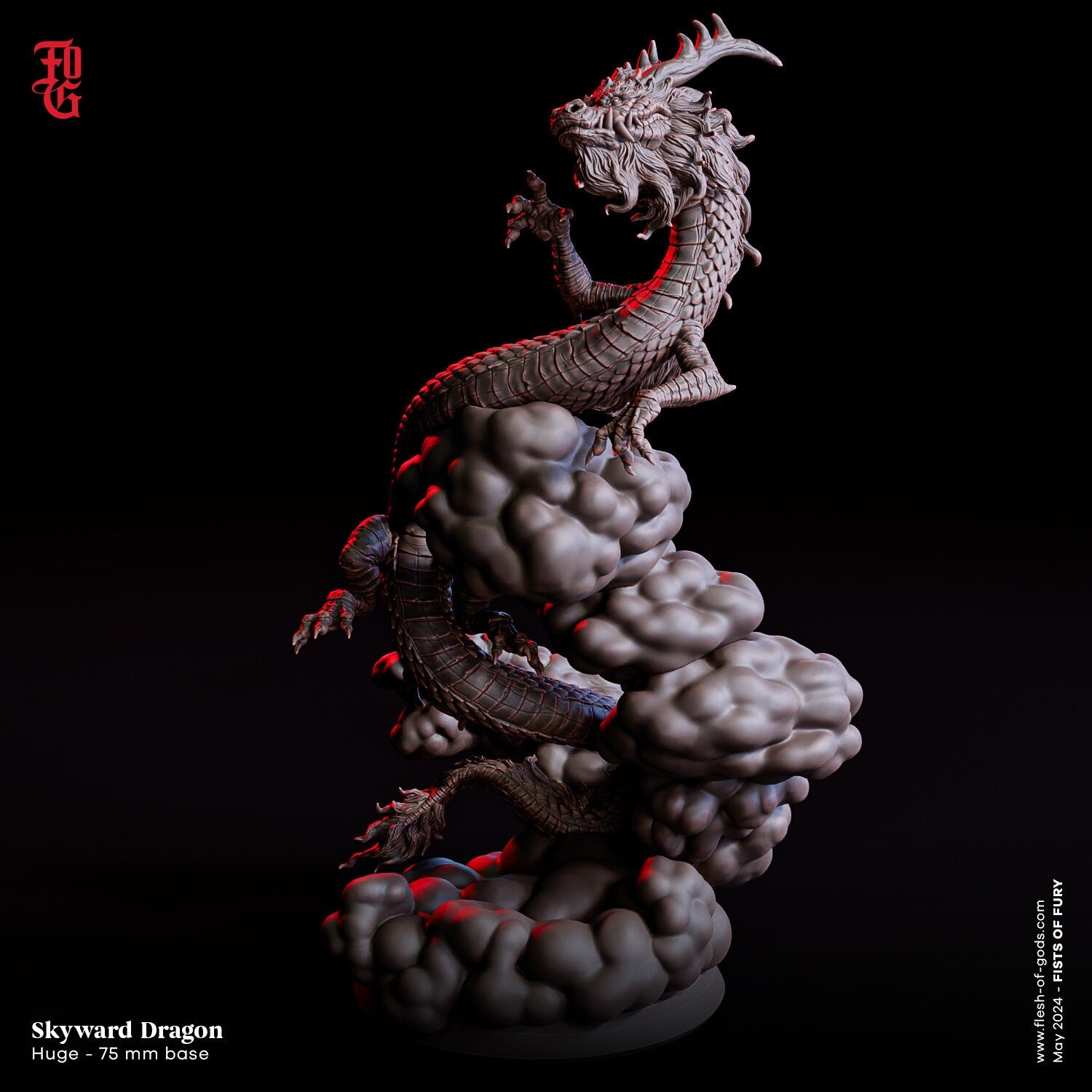 Fists Of Fury - Enemy - Skyward Dragon (Huge - 75 mm), Flesh of Gods, for Wargames, Dungeons & Dragons TTRPG