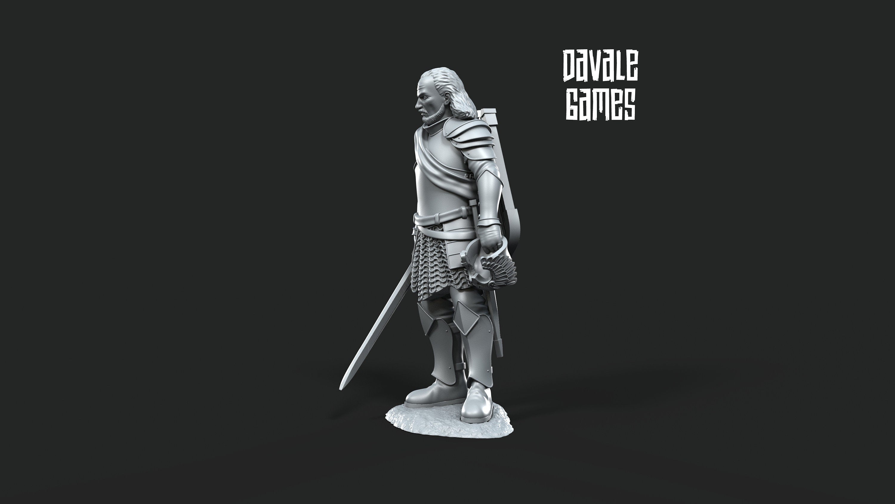 Gandor - Veteran Grey Castle Captain V1, Protectors of the Shire, Dune Din, Bowmen, Scouts miniatures for wargame D&D, Lotr...