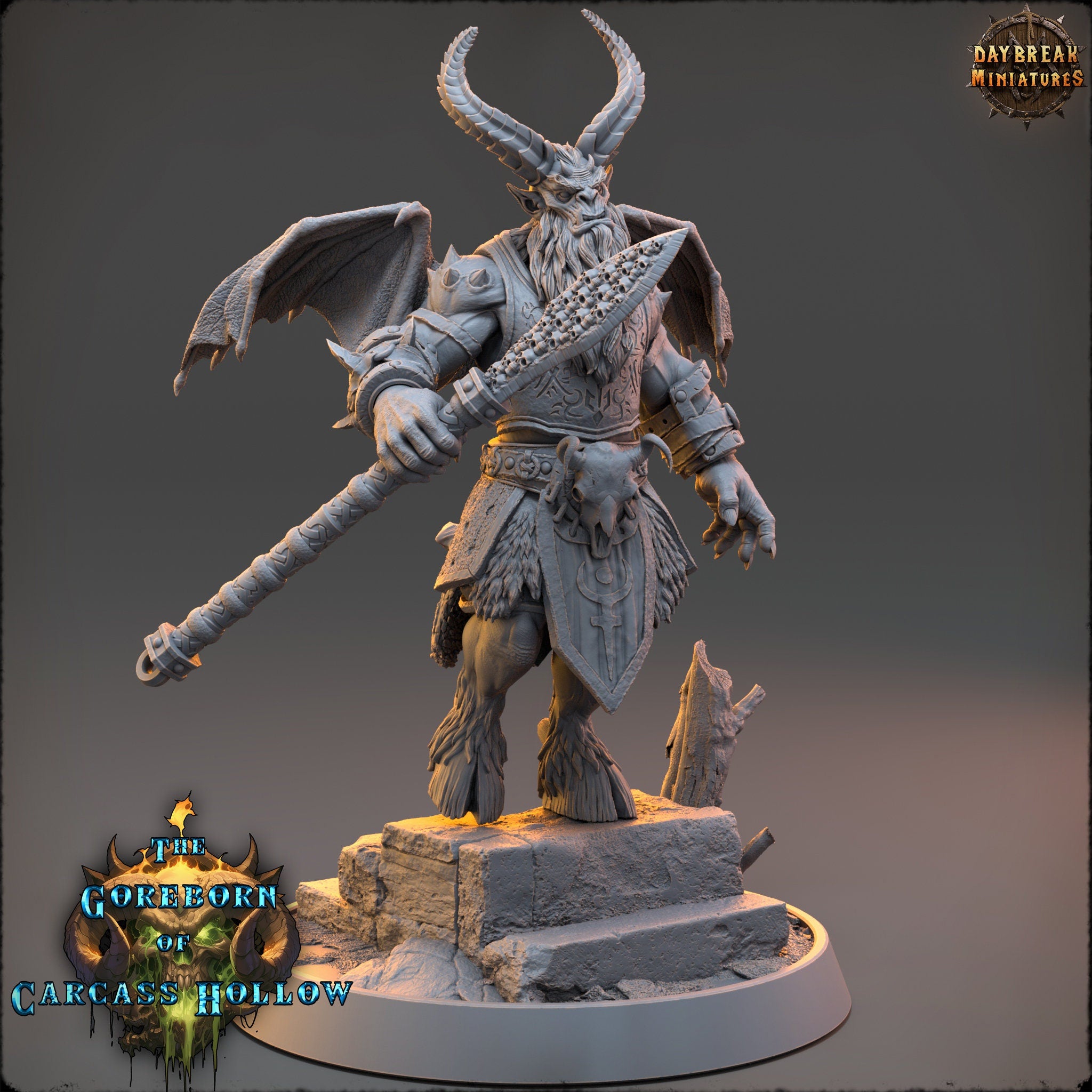 The Goreborn of Carcass Hollow - General Raxar Boneharrow, quest for glory, DayBreak Miniatures, for Wargames, Dungeons & Dragons TTRPG