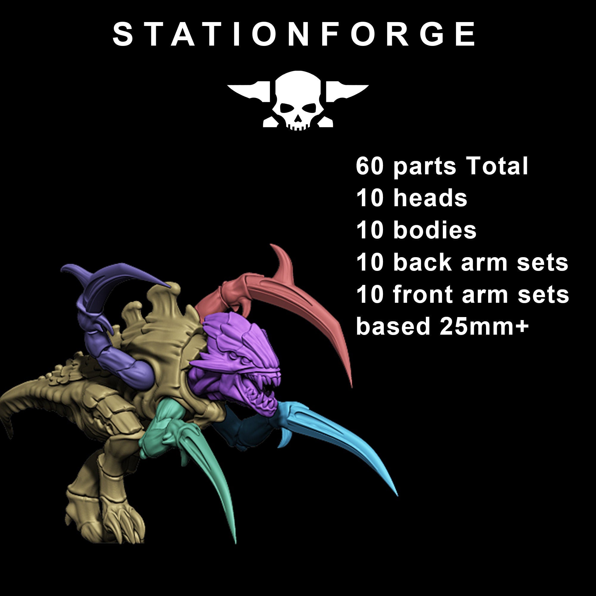 Fukai -Xenarid Infantry Melee Unit, mechanized infantry, post apocalyptic empire, usable for tabletop wargame.