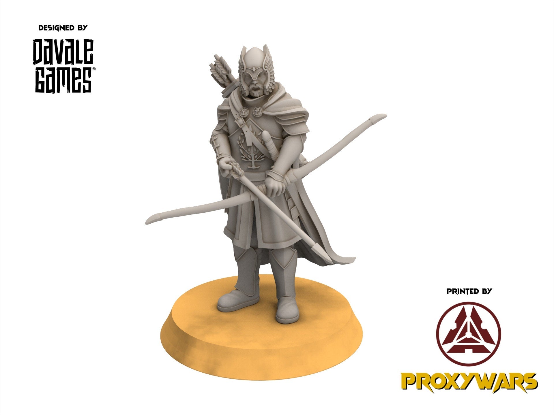 Gandor - x3 Grey Castle Guard with Long Bows, Protectors of the Shire, Dune Din, Merbury, Bowmen, Scouts miniatures for wargame D&D, Lotr...