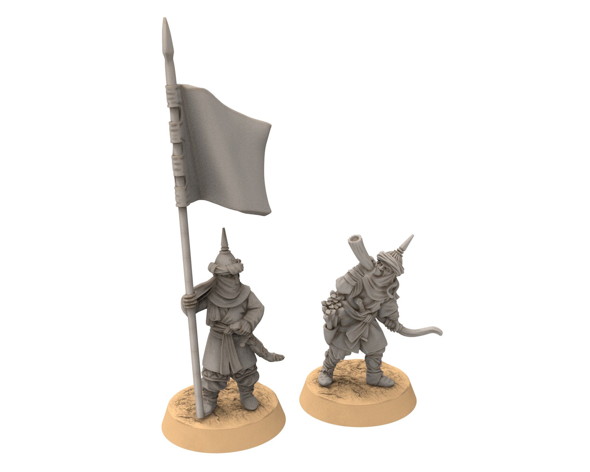 Harad - Southron Banner on foot, Berber nomads, Harad Bedouin Arabs Sarazins Medbury miniatures for wargame D&D, Lotr...