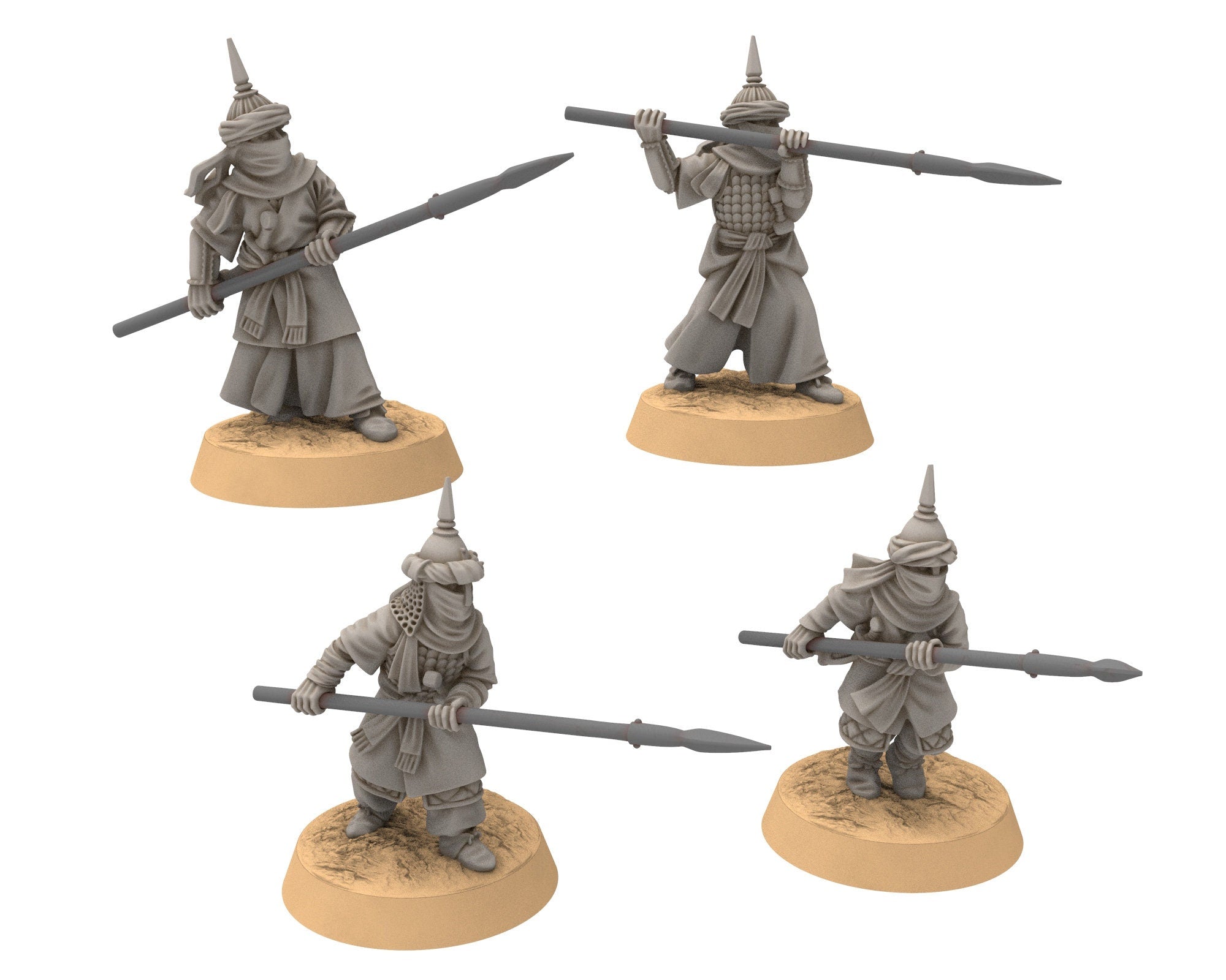 Harad - Southron Conscript with Bows on foot, Berber nomads, Harad Bedouin Arabs Sarazins Medbury miniatures for wargame D&D, Lotr...