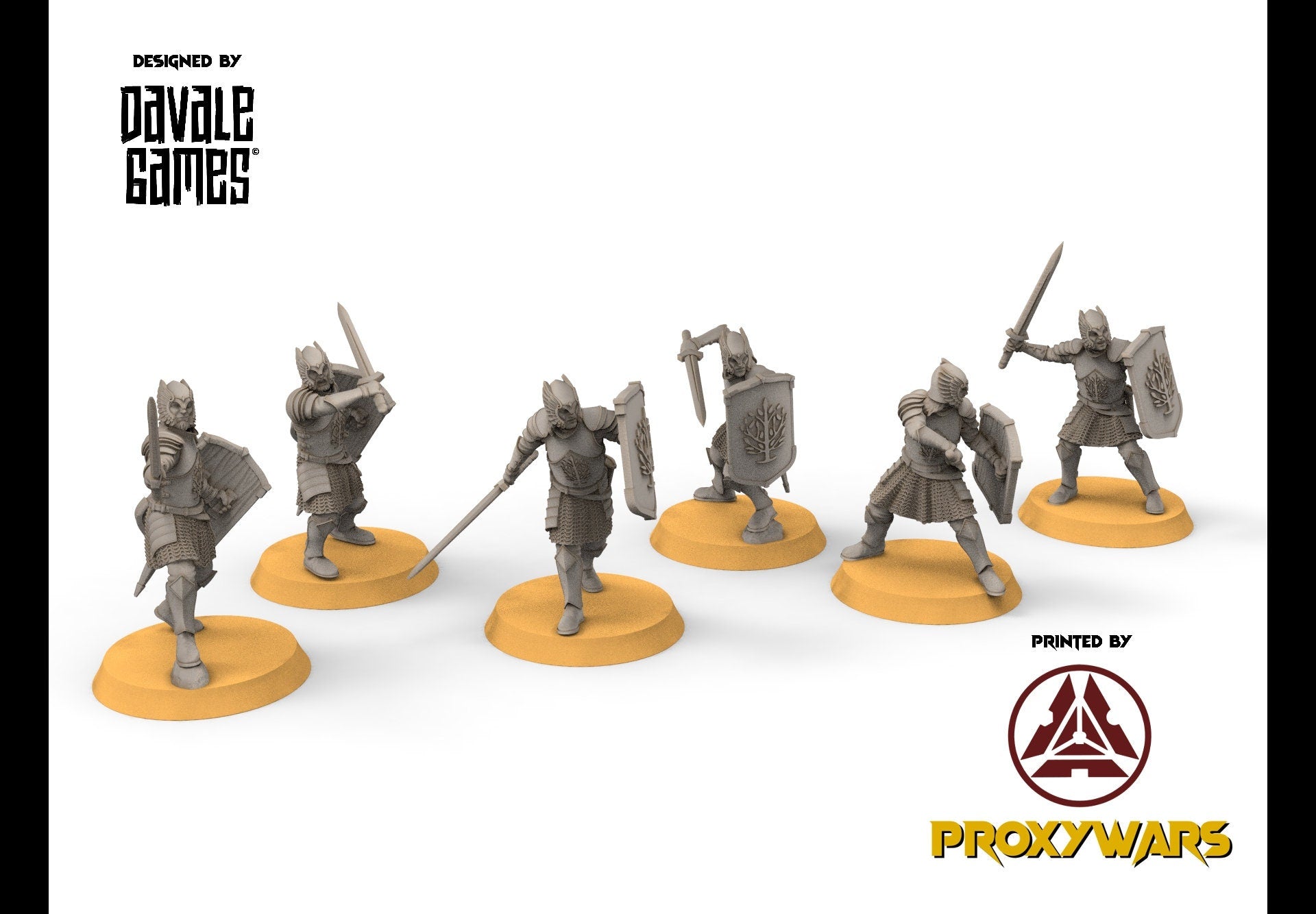 Gandor - Grey Castle Warriors with swords, Protectors of the Shire, Dune Din, Bowmen, Scouts miniatures for wargame D&D, Lotr...