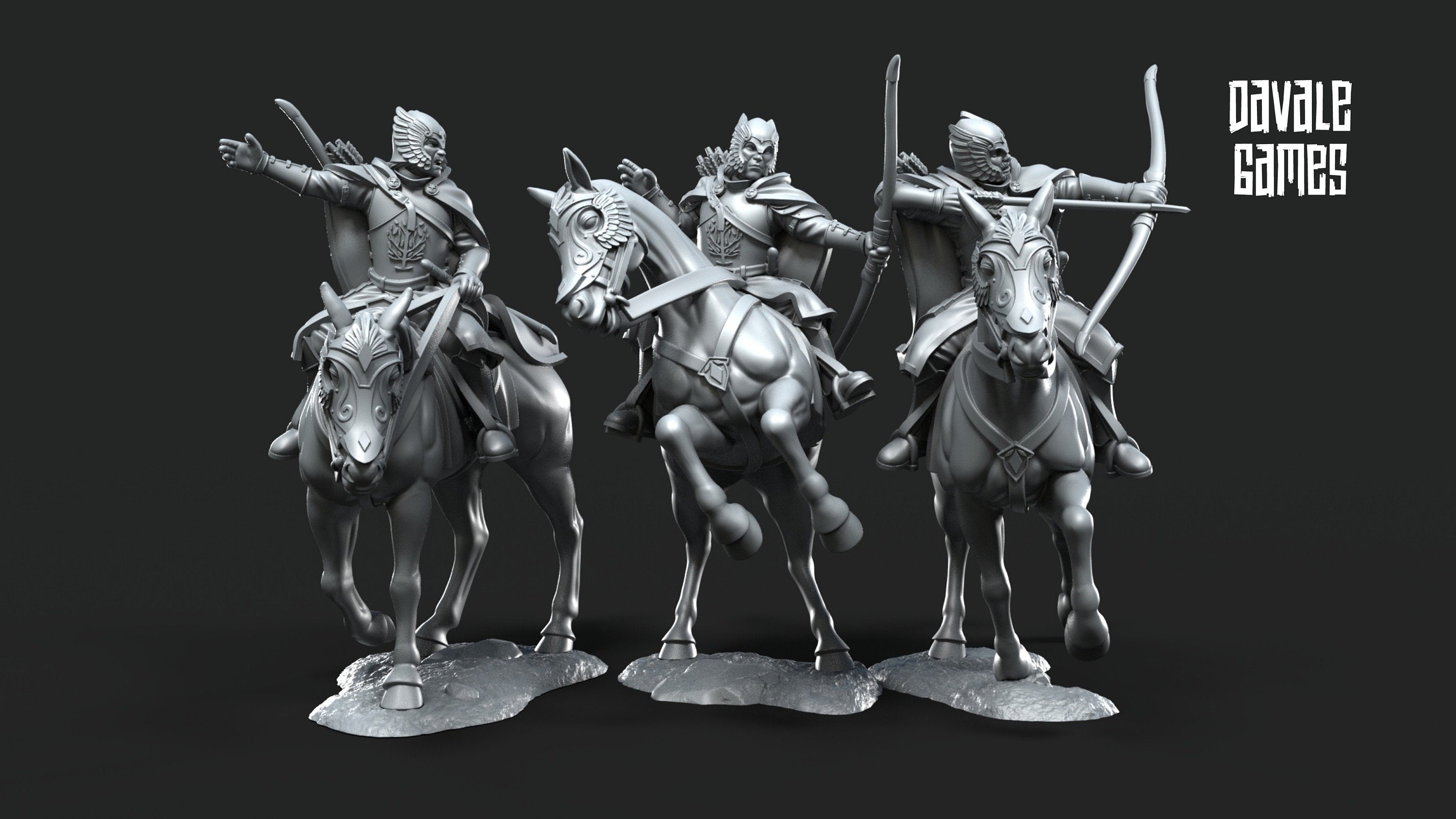 Gandor - Grey Castle Court Guards Mounted, Protectors of the Shire, Dune Din, Bowmen, Scouts miniatures for wargame D&D, Lotr...