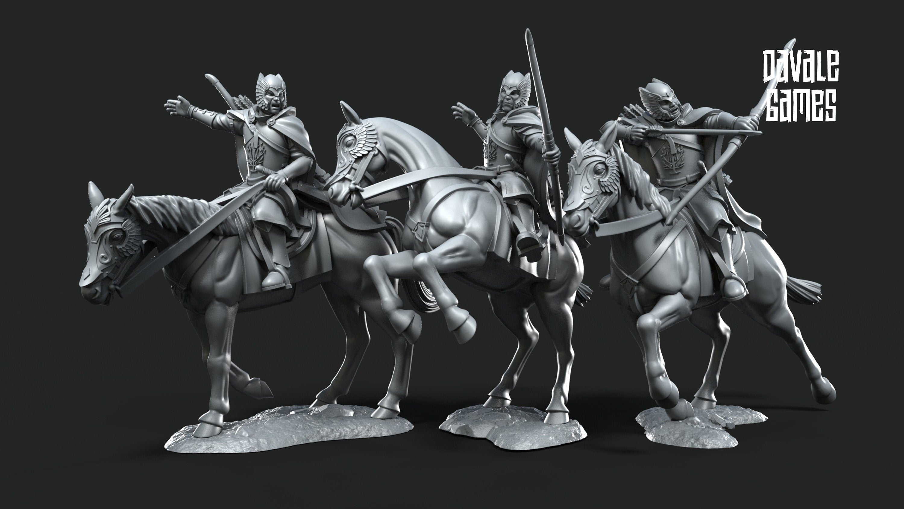Gandor - Grey Castle Court Guards Mounted, Protectors of the Shire, Dune Din, Bowmen, Scouts miniatures for wargame D&D, Lotr...