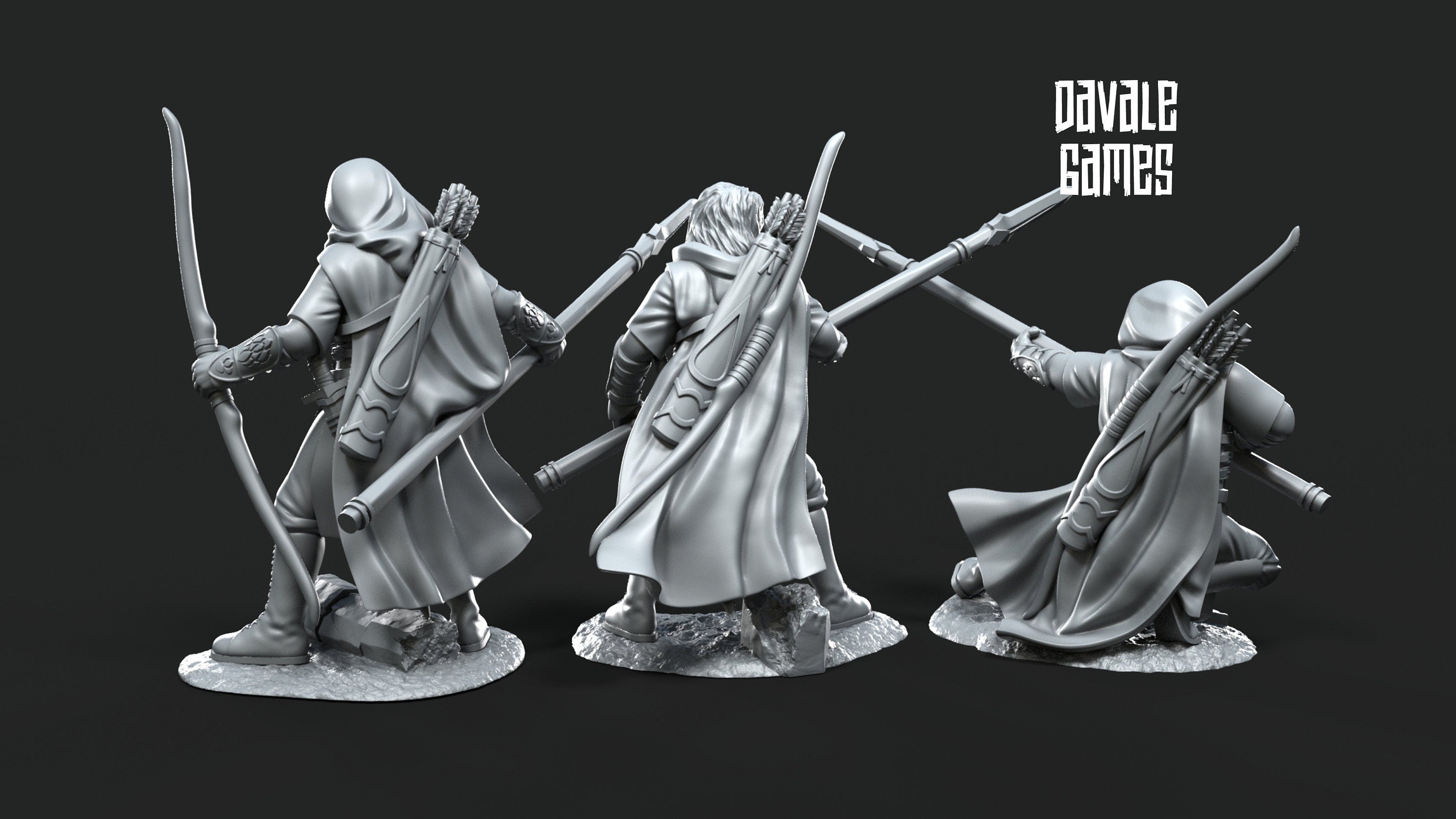 Gandor - Rangers of Grey Castle (Spear and Bow), Protectors of the Shire, Dune Din, Bowmen, Scouts miniatures for wargame D&D, Lotr...