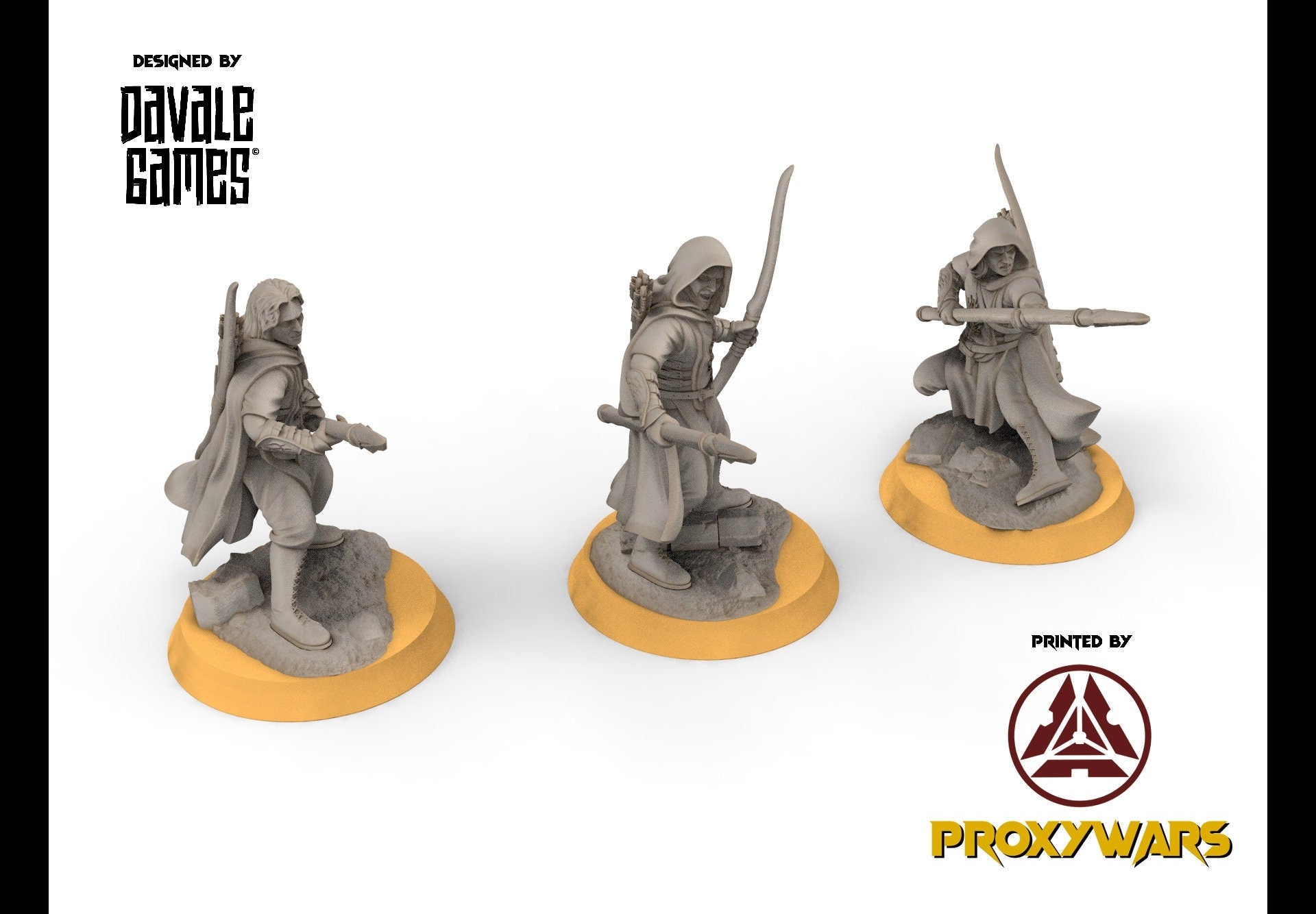 Gandor - Rangers of Grey Castle (Spear and Bow), Protectors of the Shire, Dune Din, Bowmen, Scouts miniatures for wargame D&D, Lotr...